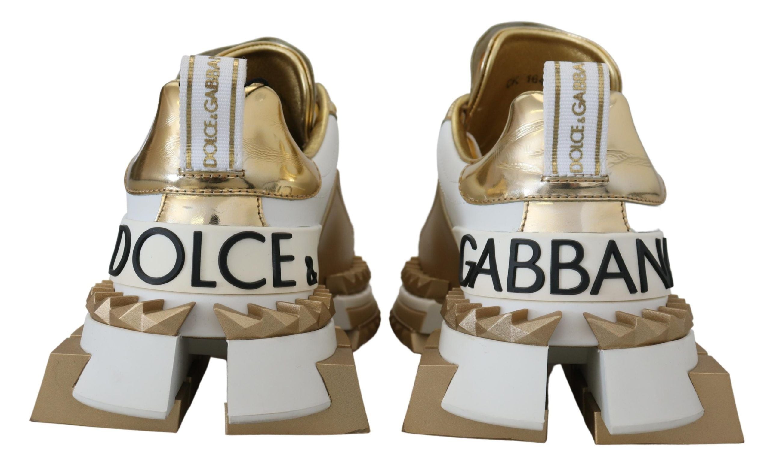 Dolce &amp; Gabbana Baskets élégantes en cuir blanc et doré