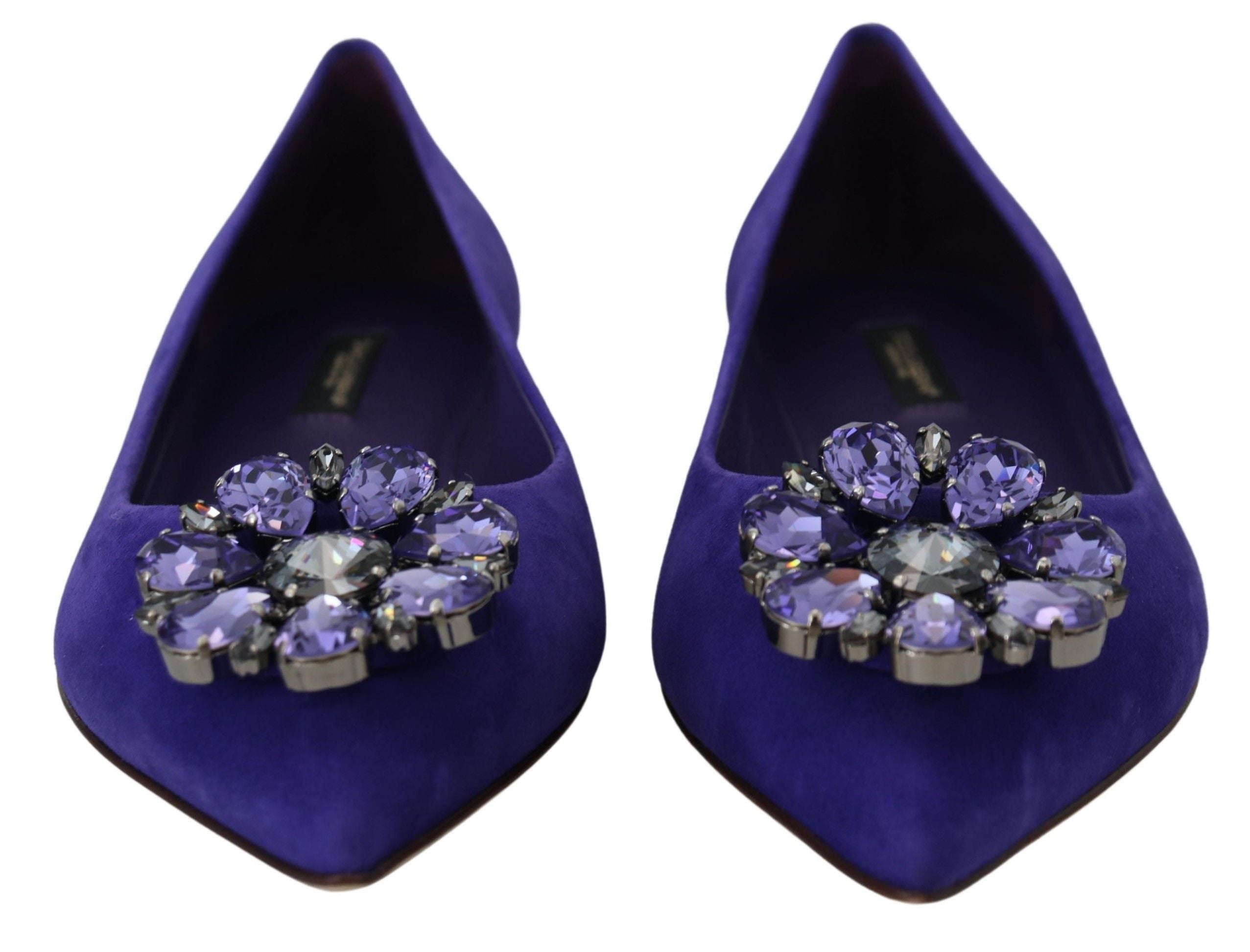 Dolce &amp; Gabbana Chaussures plates en daim violet ornées de cristaux