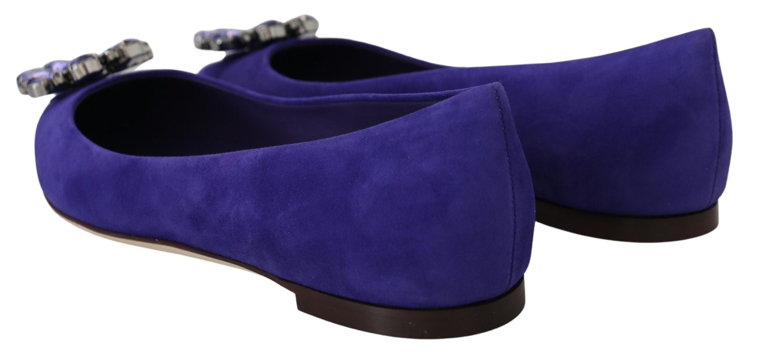 Dolce &amp; Gabbana Chaussures plates en daim violet ornées de cristaux