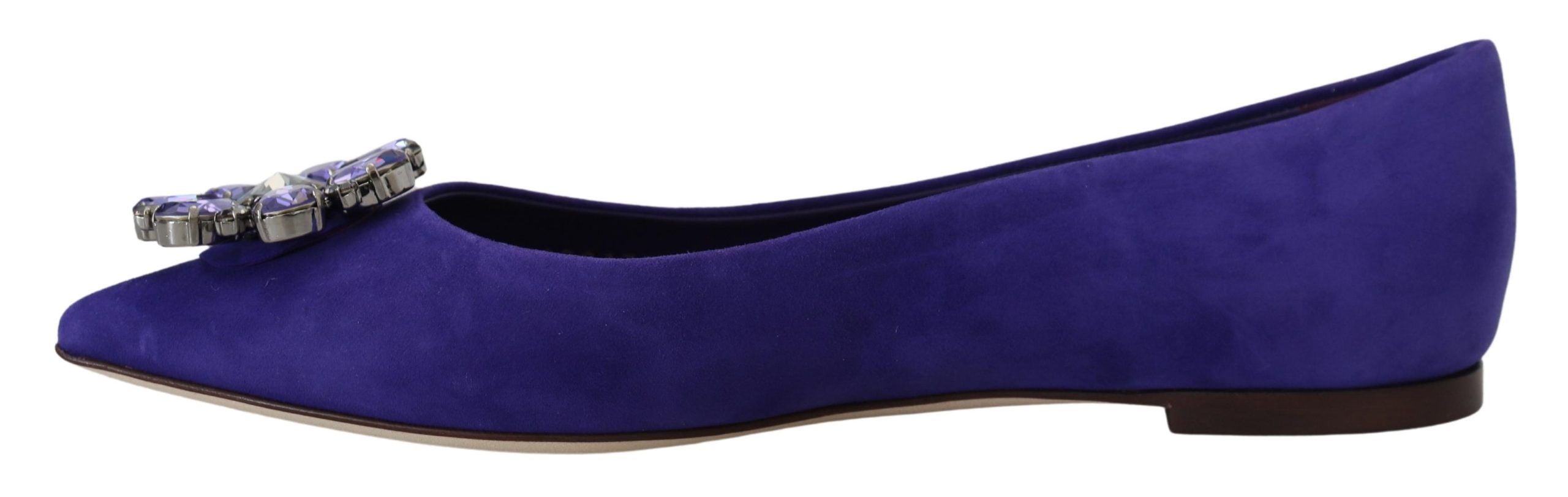 Dolce &amp; Gabbana Chaussures plates en daim violet ornées de cristaux