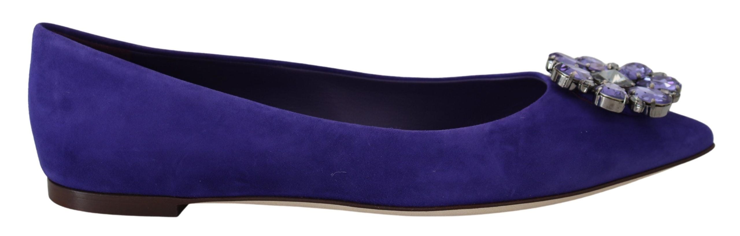 Dolce &amp; Gabbana Chaussures plates en daim violet ornées de cristaux