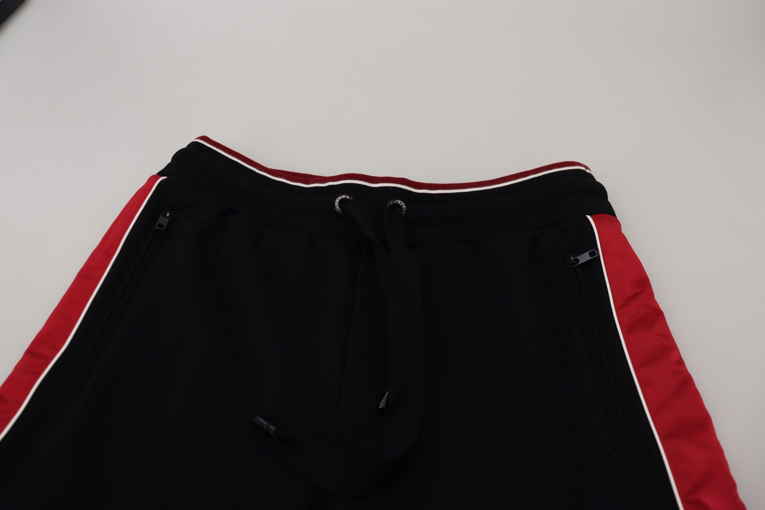 Dolce &amp; Gabbana Pantalon de jogging noir élégant avec détail rouge