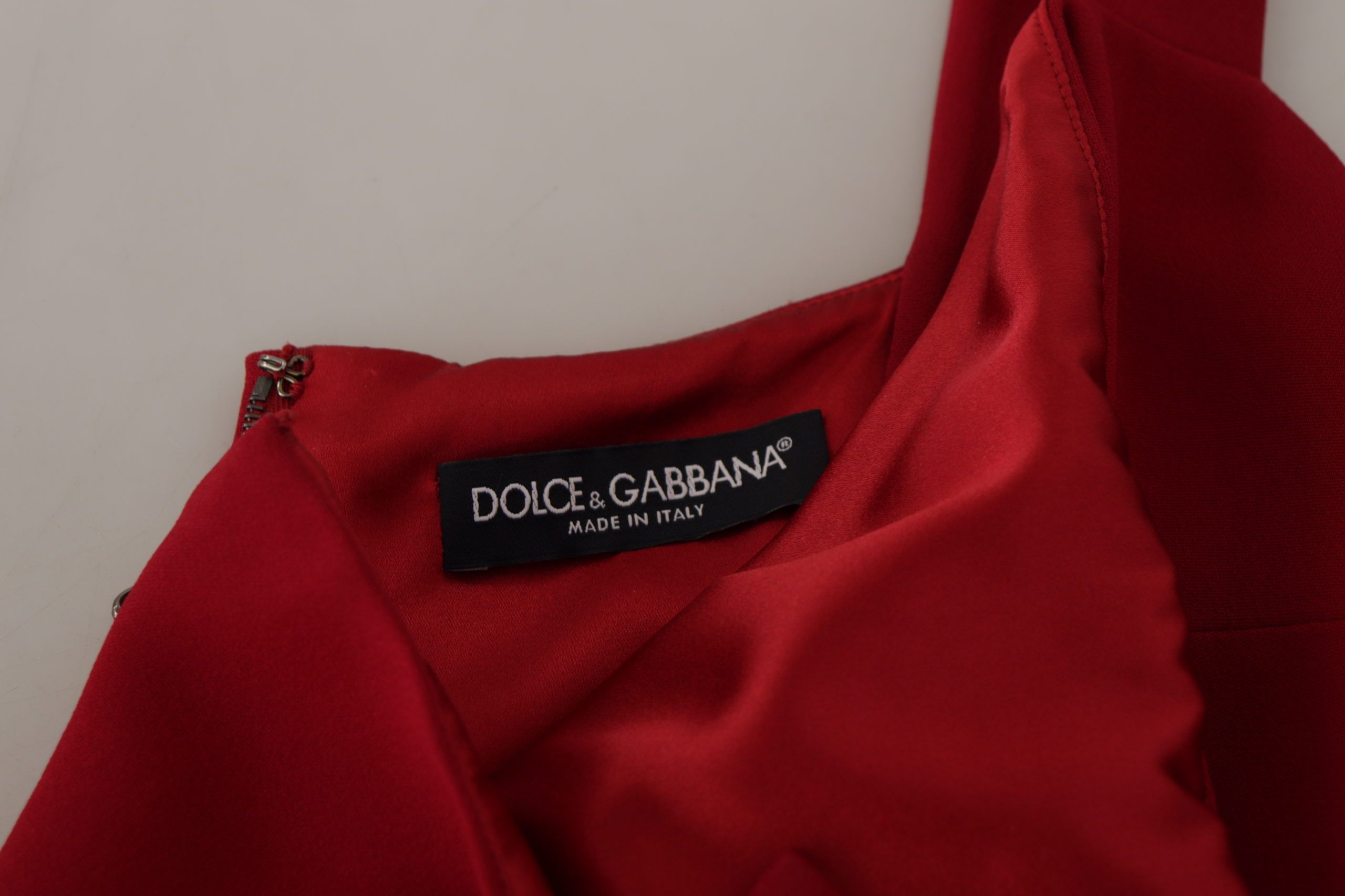 Dolce &amp; Gabbana Robe midi élégante à col carré rouge