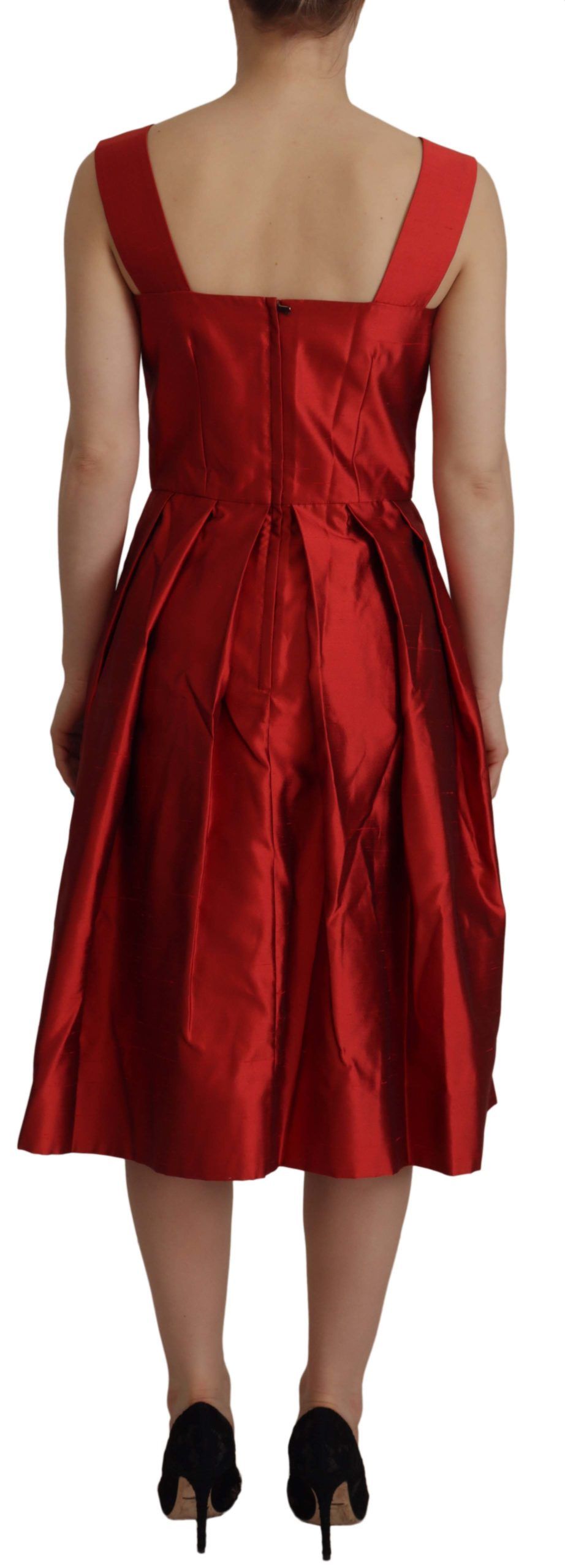 Dolce &amp; Gabbana Robe midi trapèze en soie rouge radieux