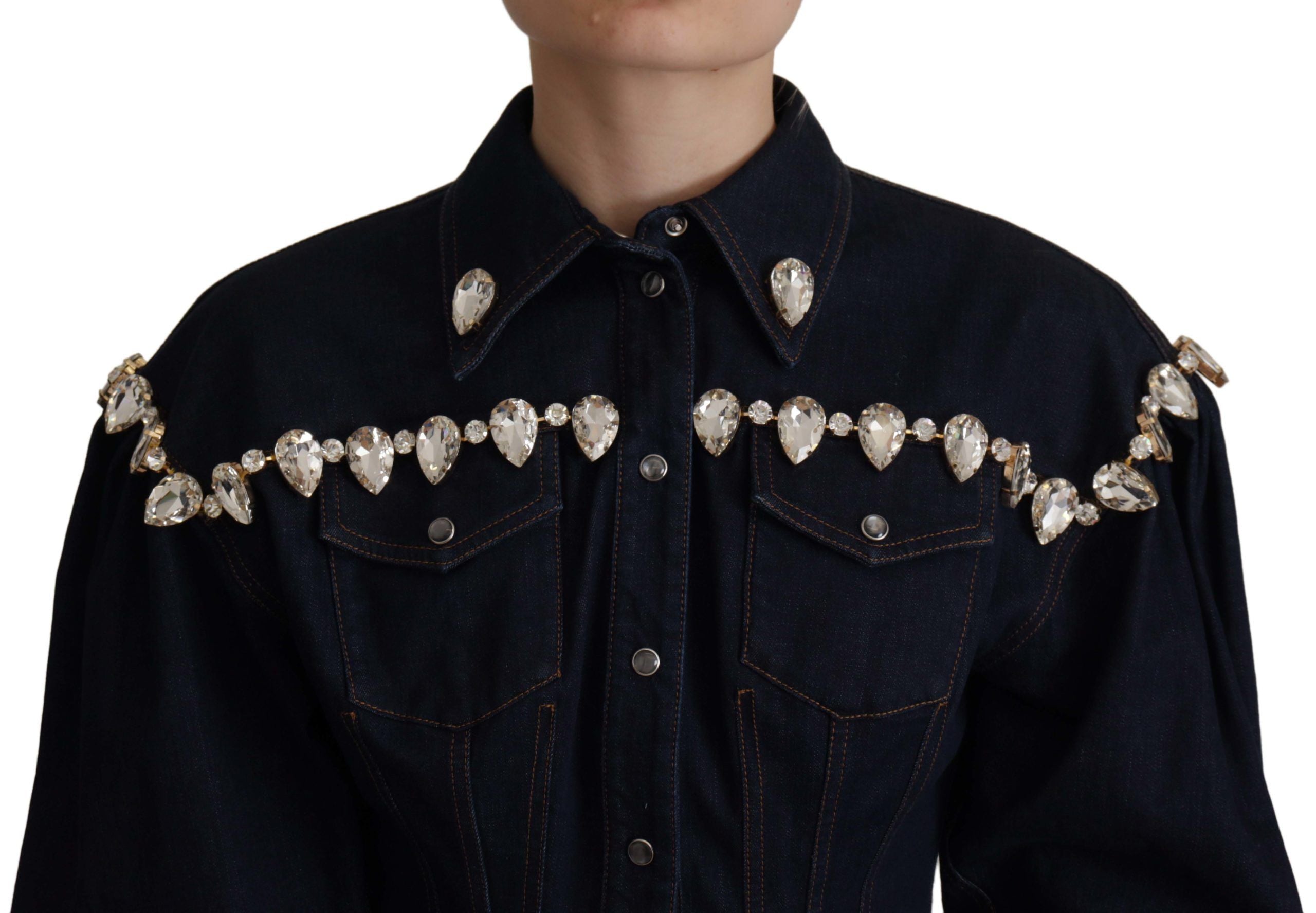 Dolce &amp; Gabbana Veste en jean élégante ornée de cristaux