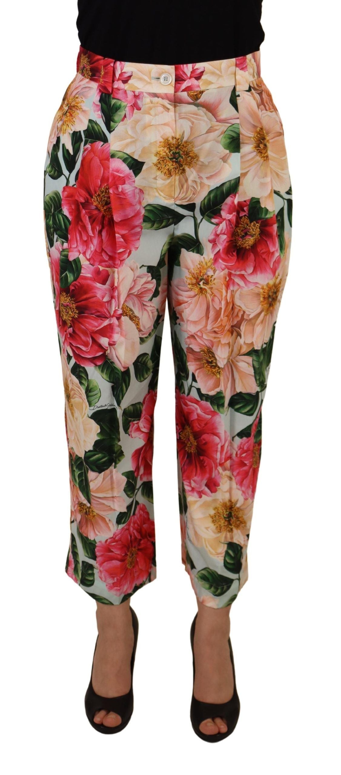 Dolce & Gabbana Exquisite Silk High Waist Pants