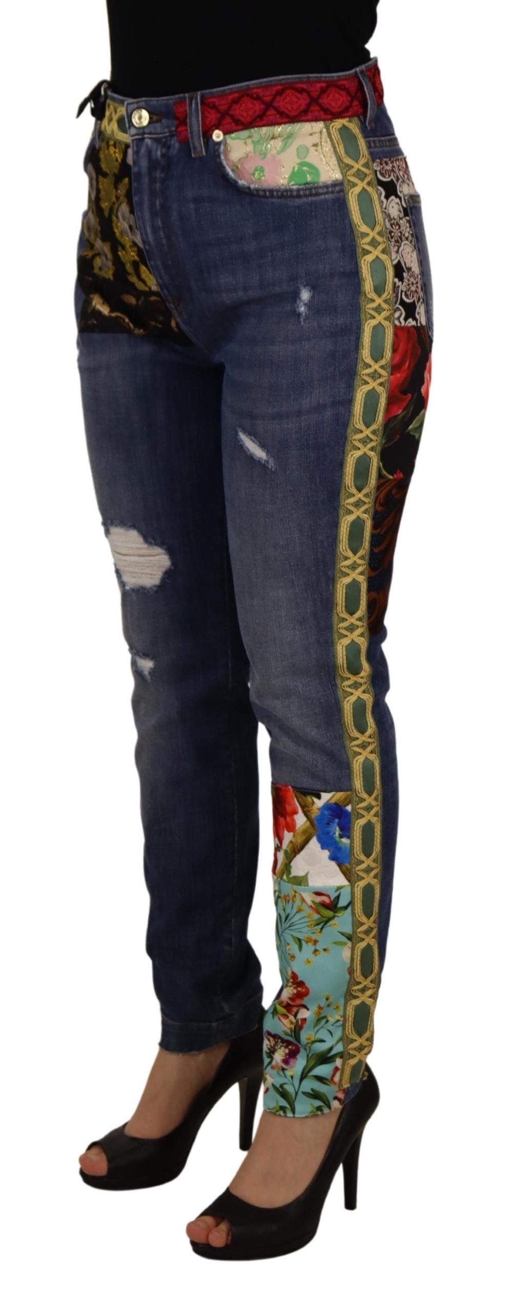 Dolce &amp; Gabbana Jean skinny patchwork taille haute