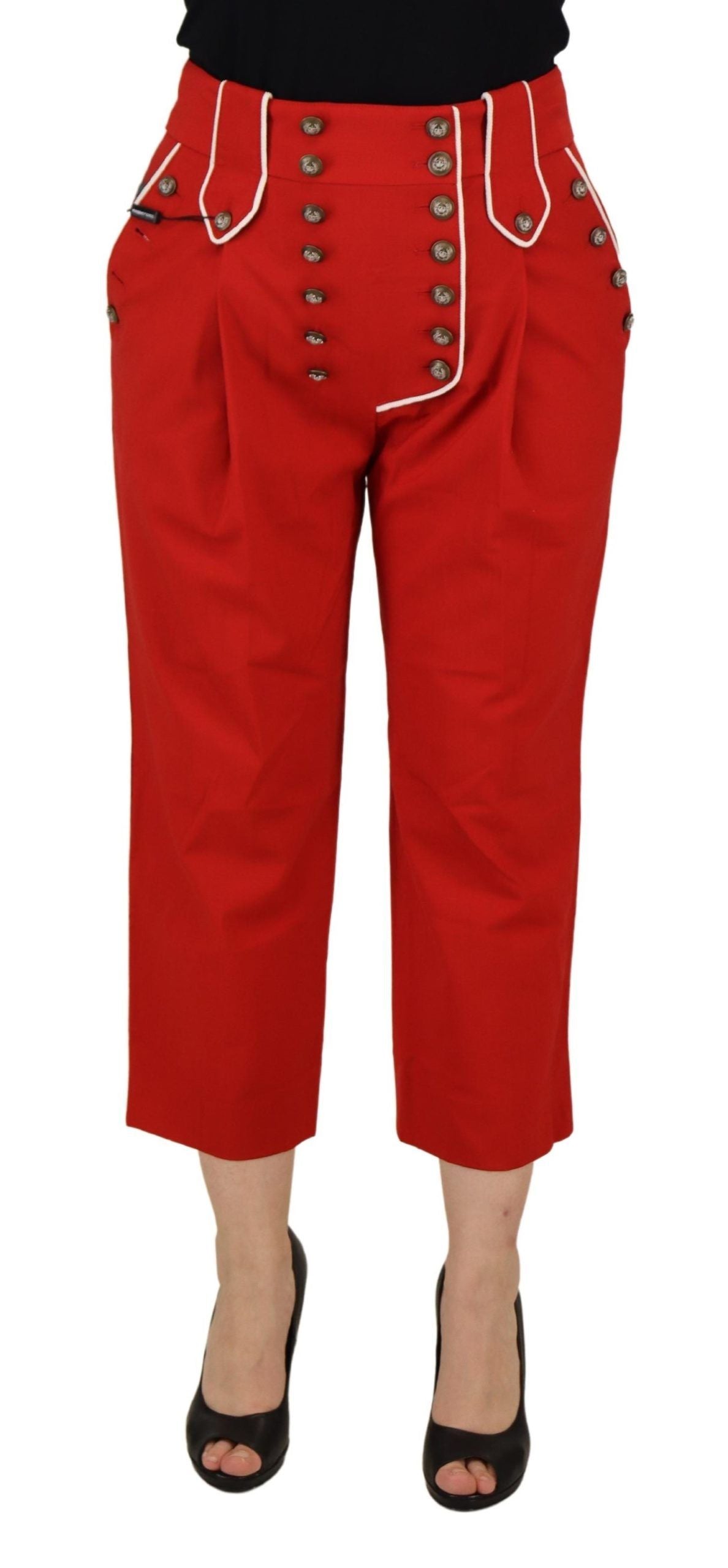 Dolce &amp; Gabbana Pantalon court taille haute rouge élégant