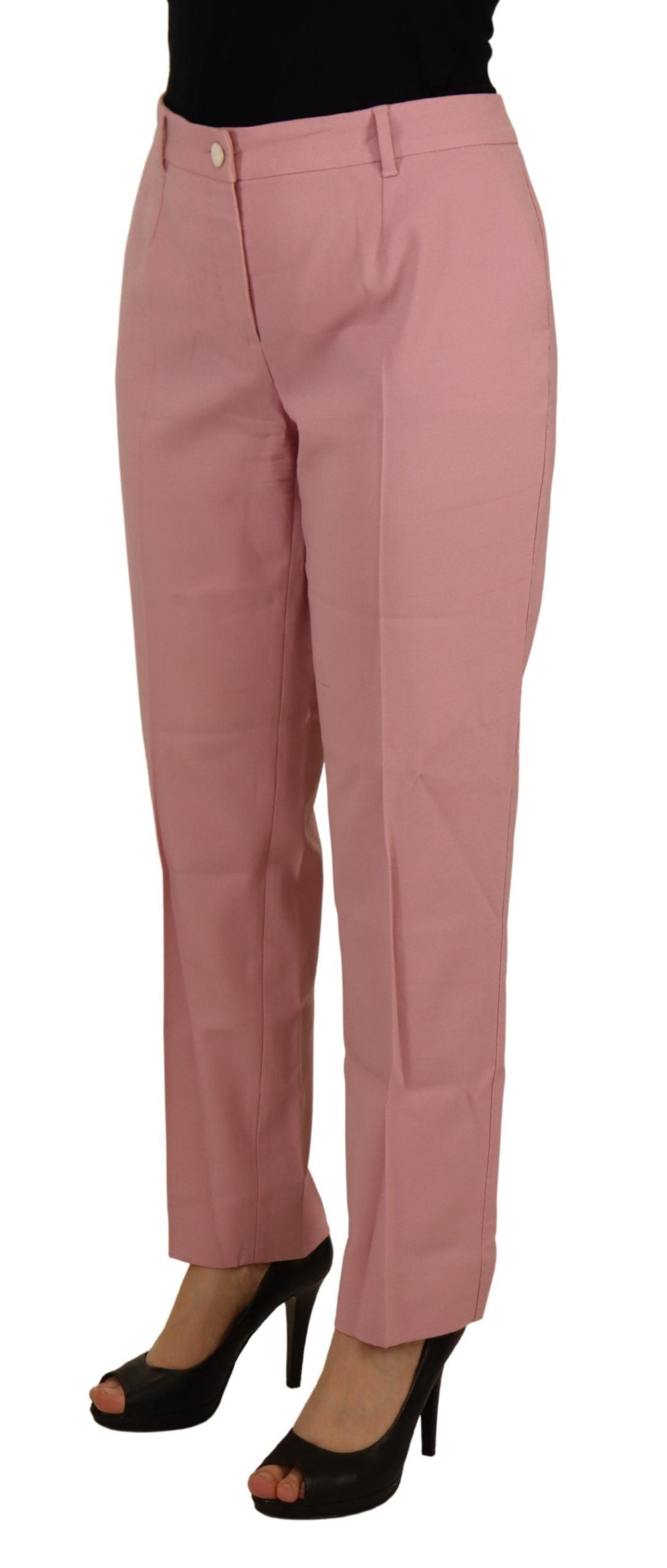 Pantalon rose en laine vierge taille moyenne Dolce &amp; Gabbana Chic