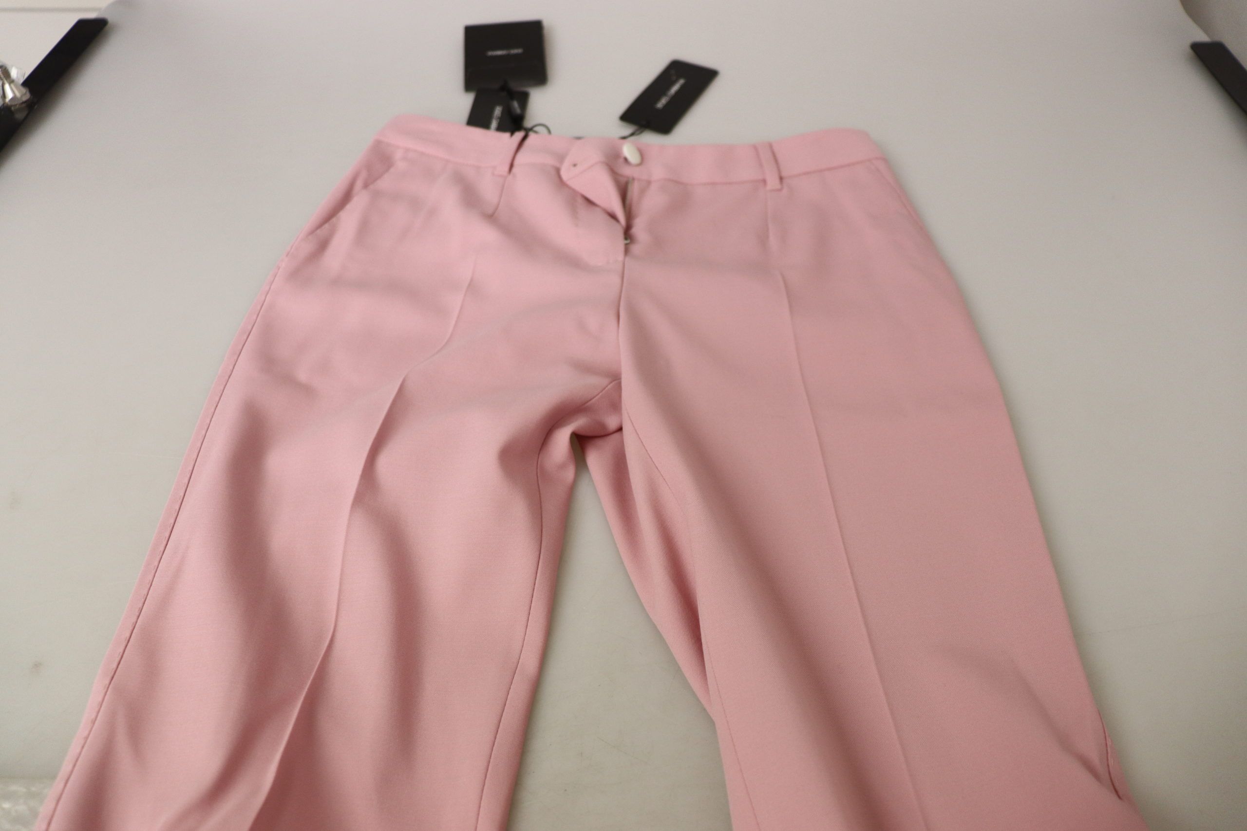 Pantalon rose en laine vierge taille moyenne Dolce &amp; Gabbana Chic