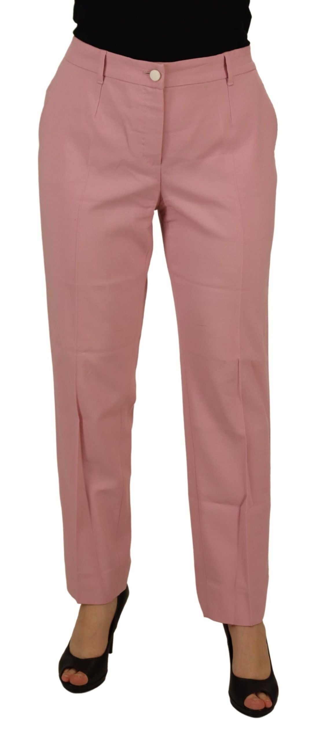 Pantalon rose en laine vierge taille moyenne Dolce &amp; Gabbana Chic