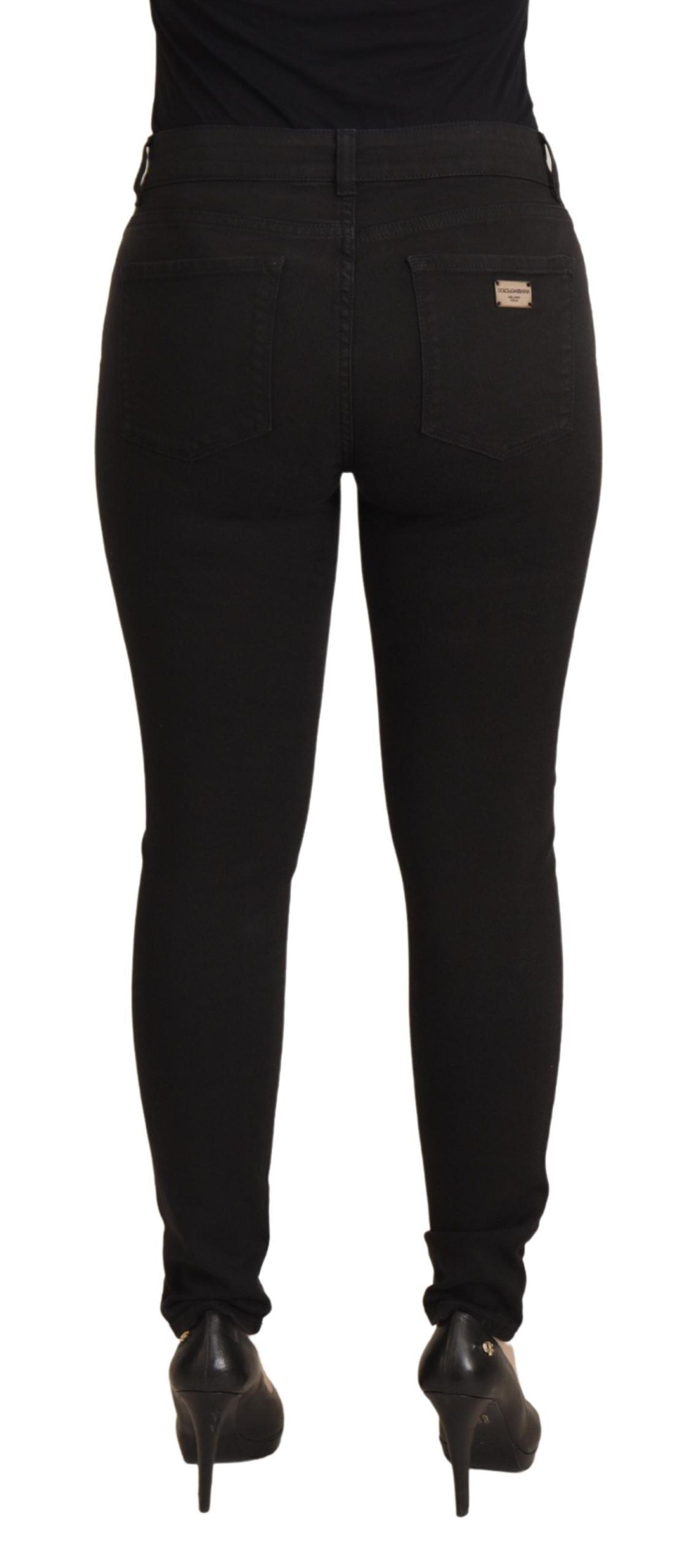 Dolce &amp; Gabbana Jean skinny stretch en coton noir élégant