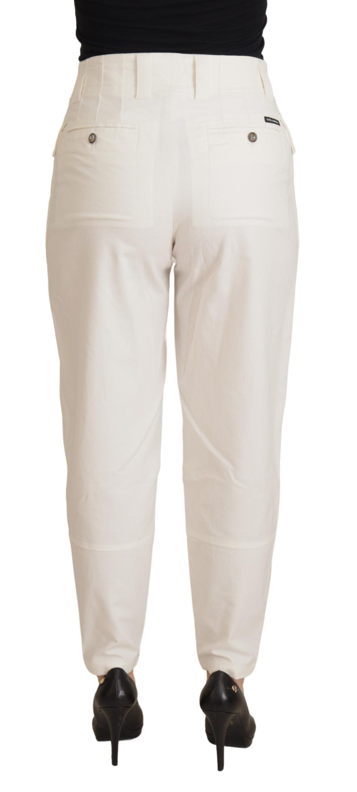 Dolce &amp; Gabbana Pantalon fuselé taille haute blanc élégant