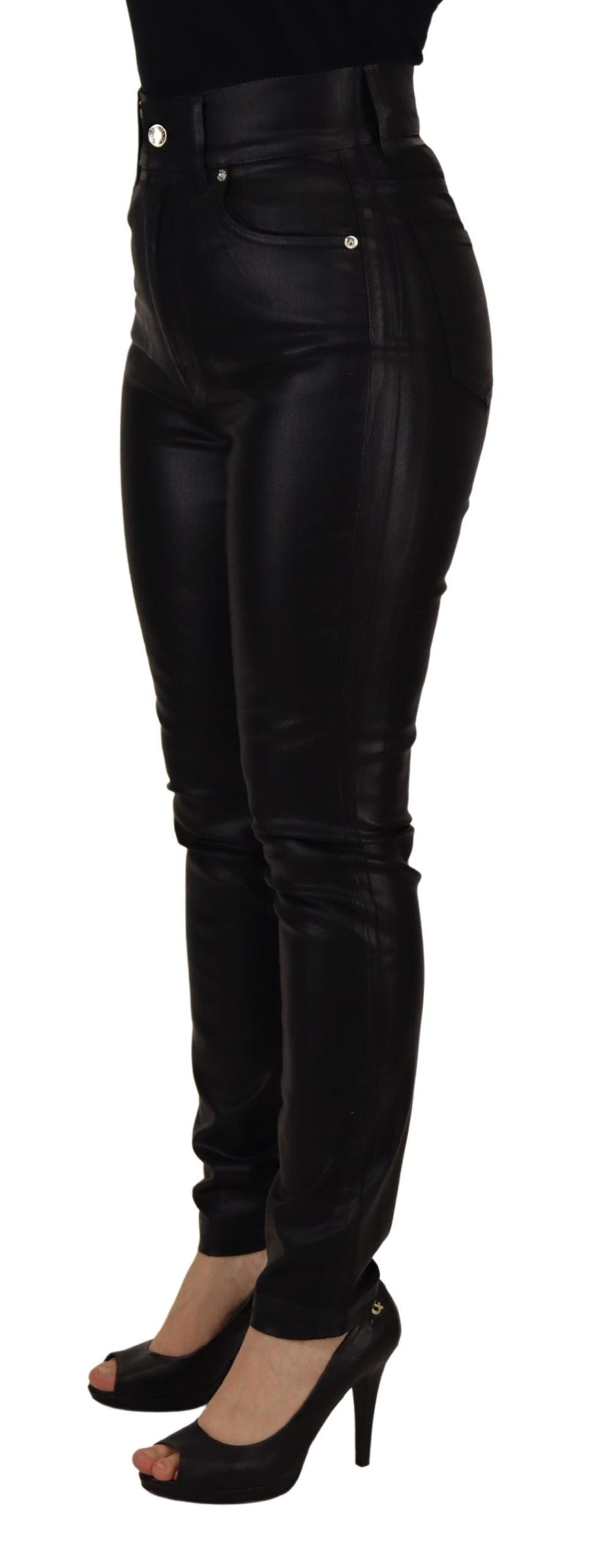 Dolce &amp; Gabbana Chic Pantalon skinny taille haute noir