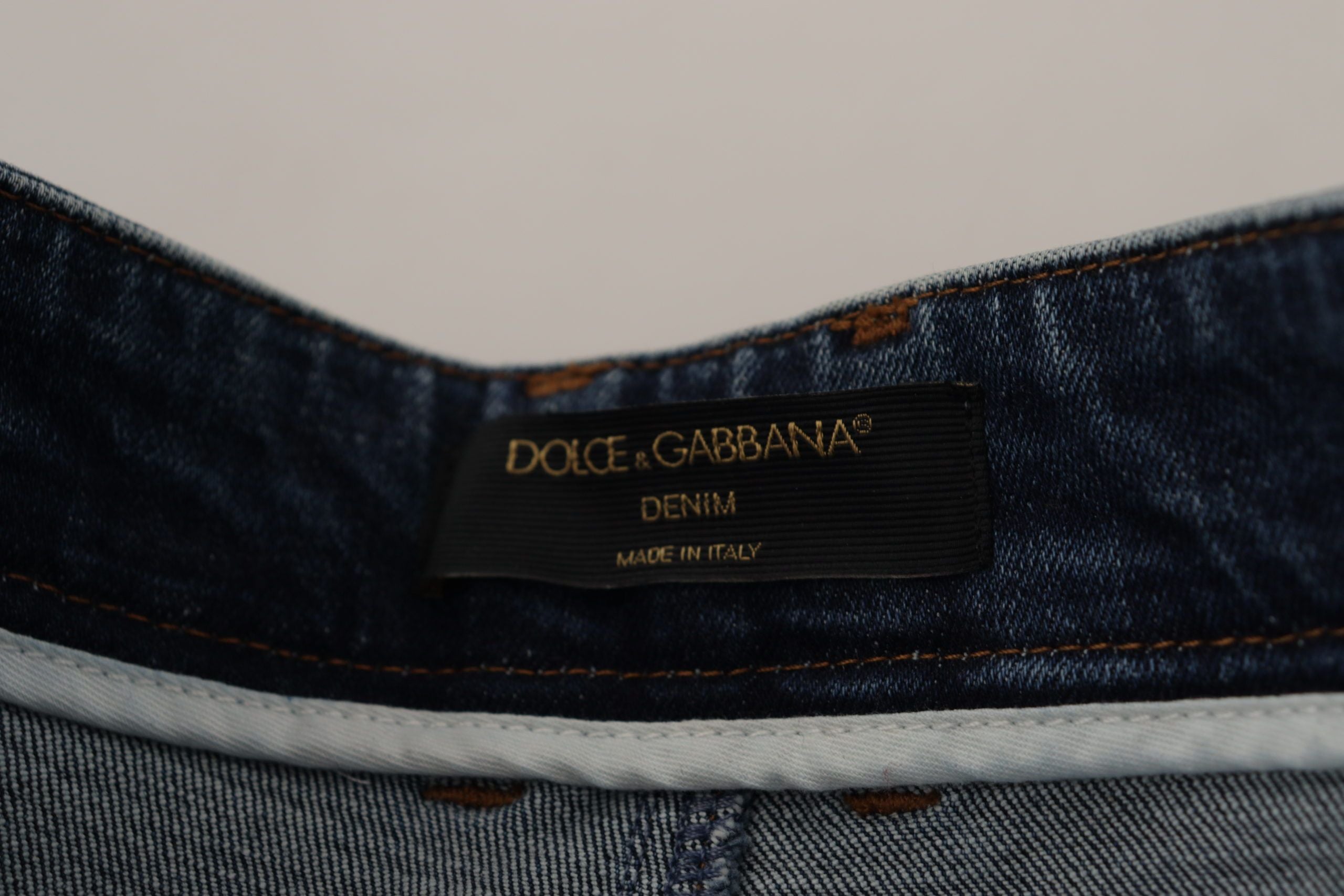 Dolce &amp; Gabbana - Jean skinny taille haute de créateur en bleu