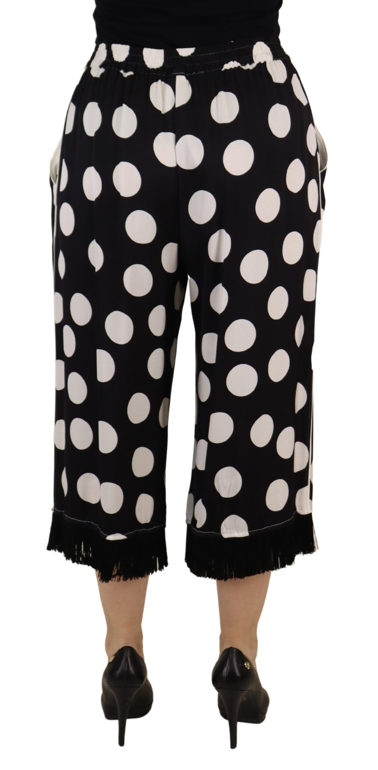 Dolce &amp; Gabbana Pantalon taille moyenne en soie à pois