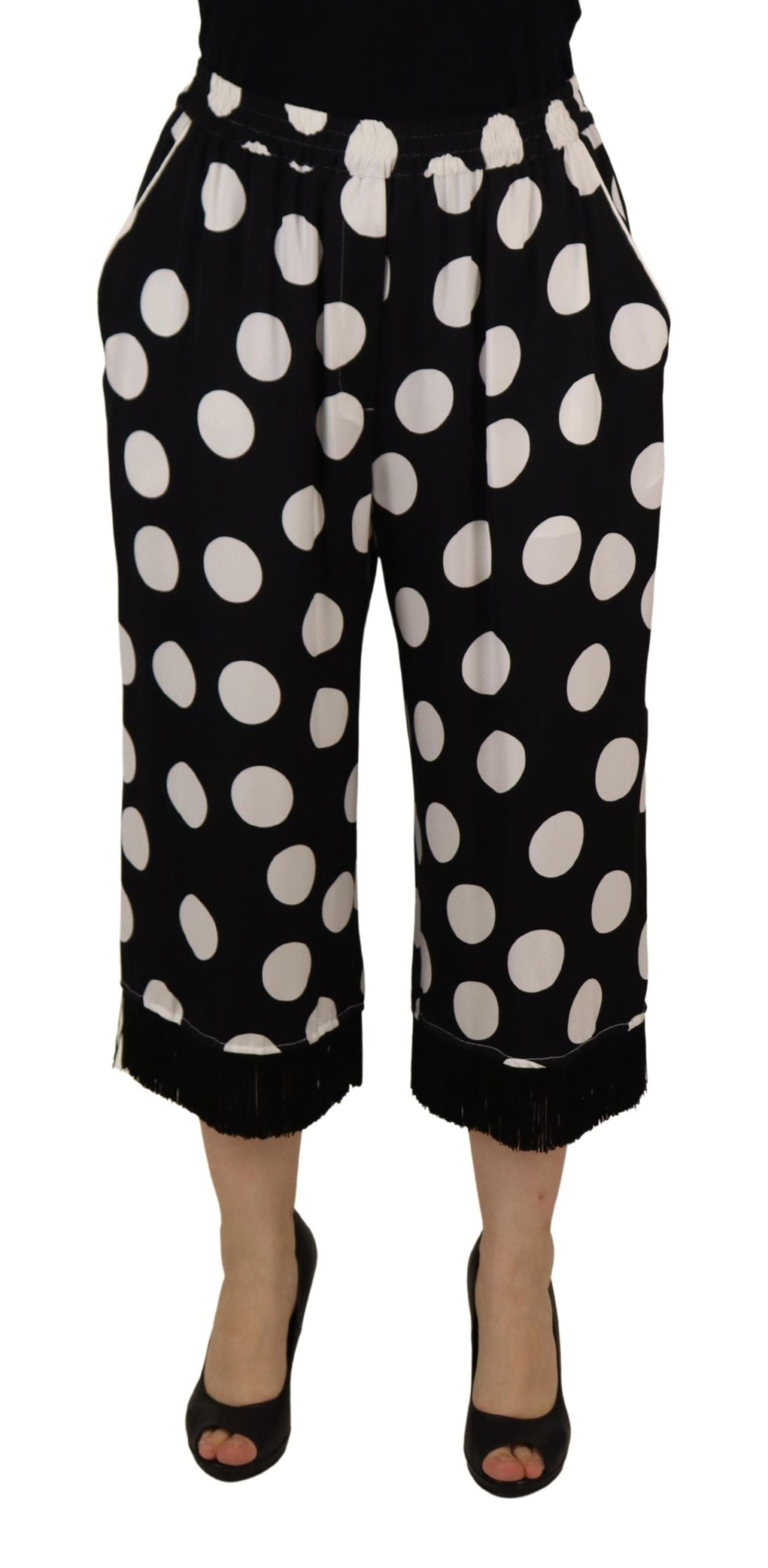 Dolce &amp; Gabbana Pantalon taille moyenne en soie à pois