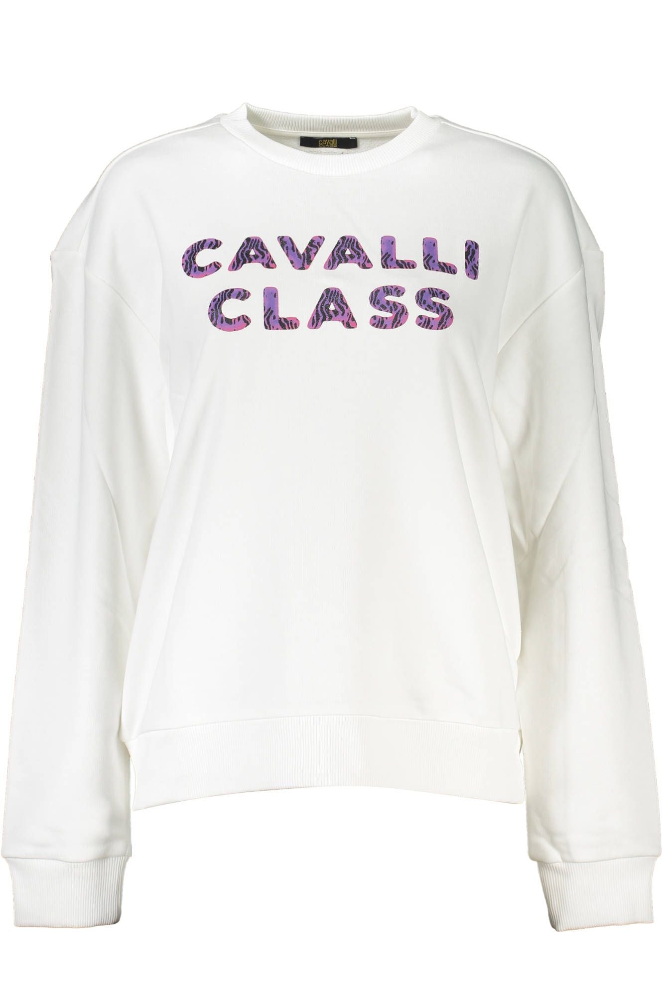 Pull imprimé blanc Cavalli Class Chic avec intérieur brossé confortable