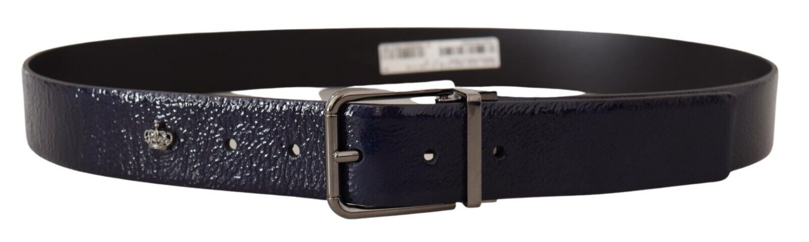 Dolce &amp; Gabbana Ceinture élégante en cuir bleu avec boucle argentée