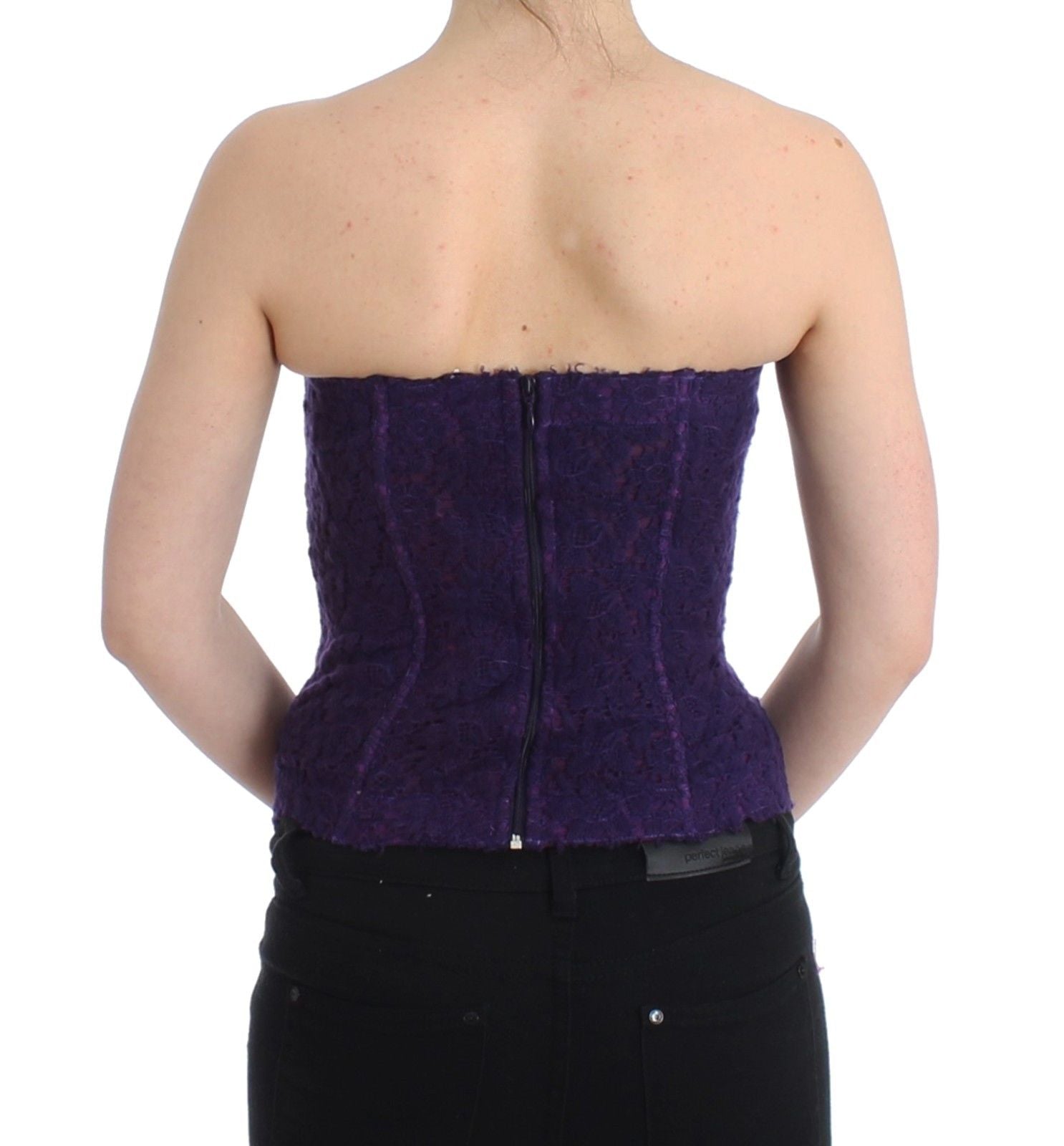 Ermanno Scervino Corset bustier en dentelle et soie mélangée violette