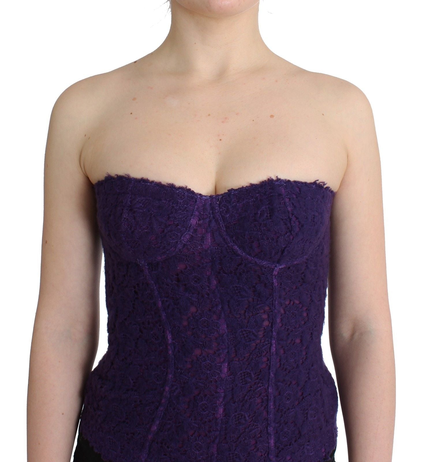 Ermanno Scervino Corset bustier en dentelle et soie mélangée violette