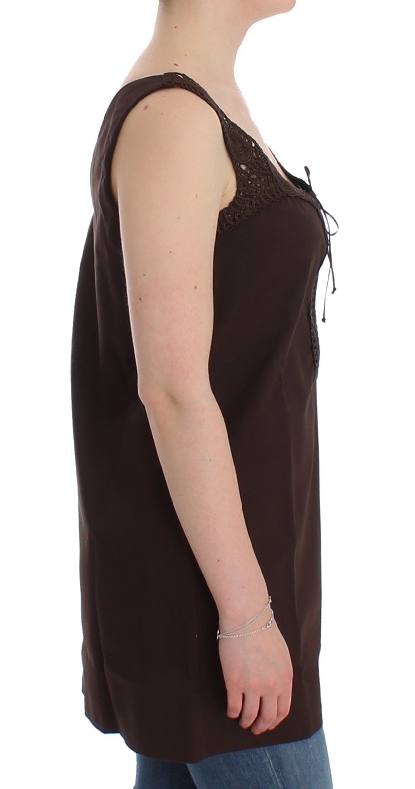 Ermanno Scervino Robe tunique chic en coton marron