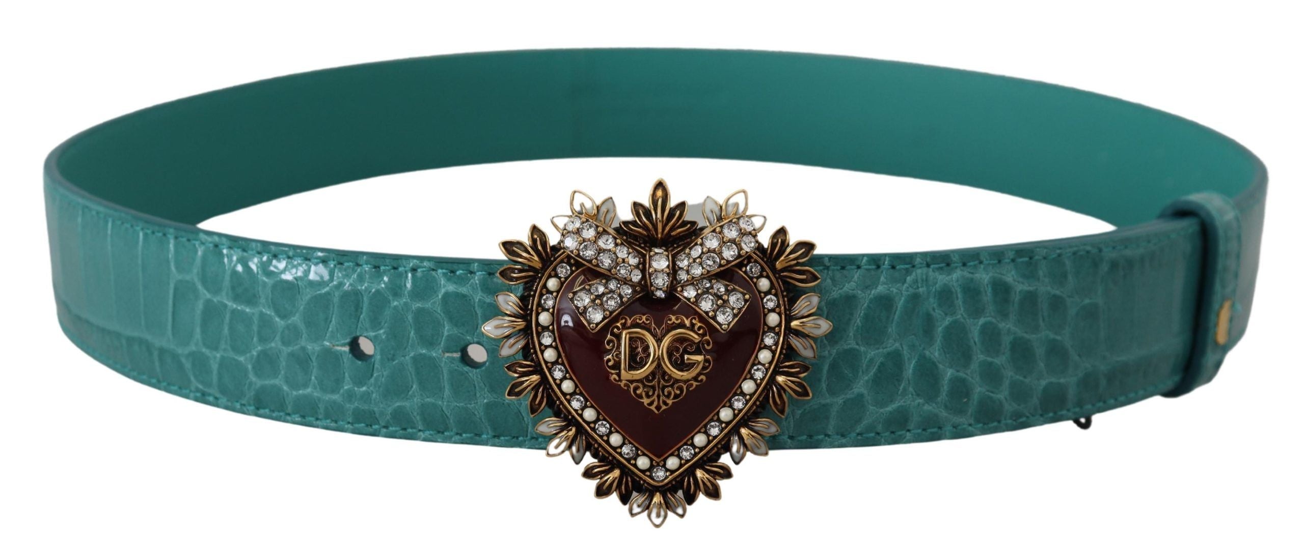 Dolce &amp; Gabbana Ceinture élégante en cuir bleu avec boucle dorée