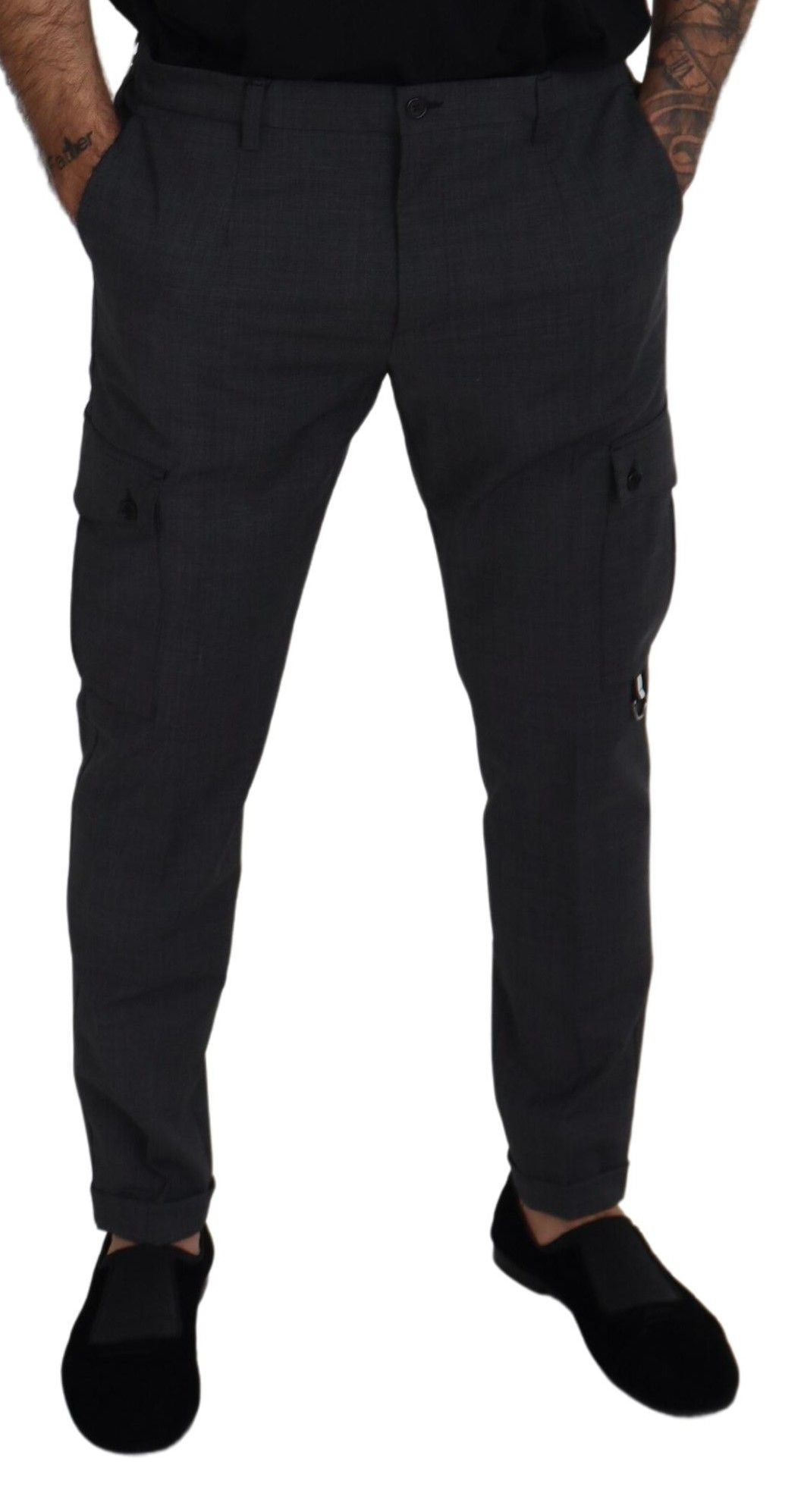 Dolce &amp; Gabbana Pantalon cargo coupe slim à carreaux élégant