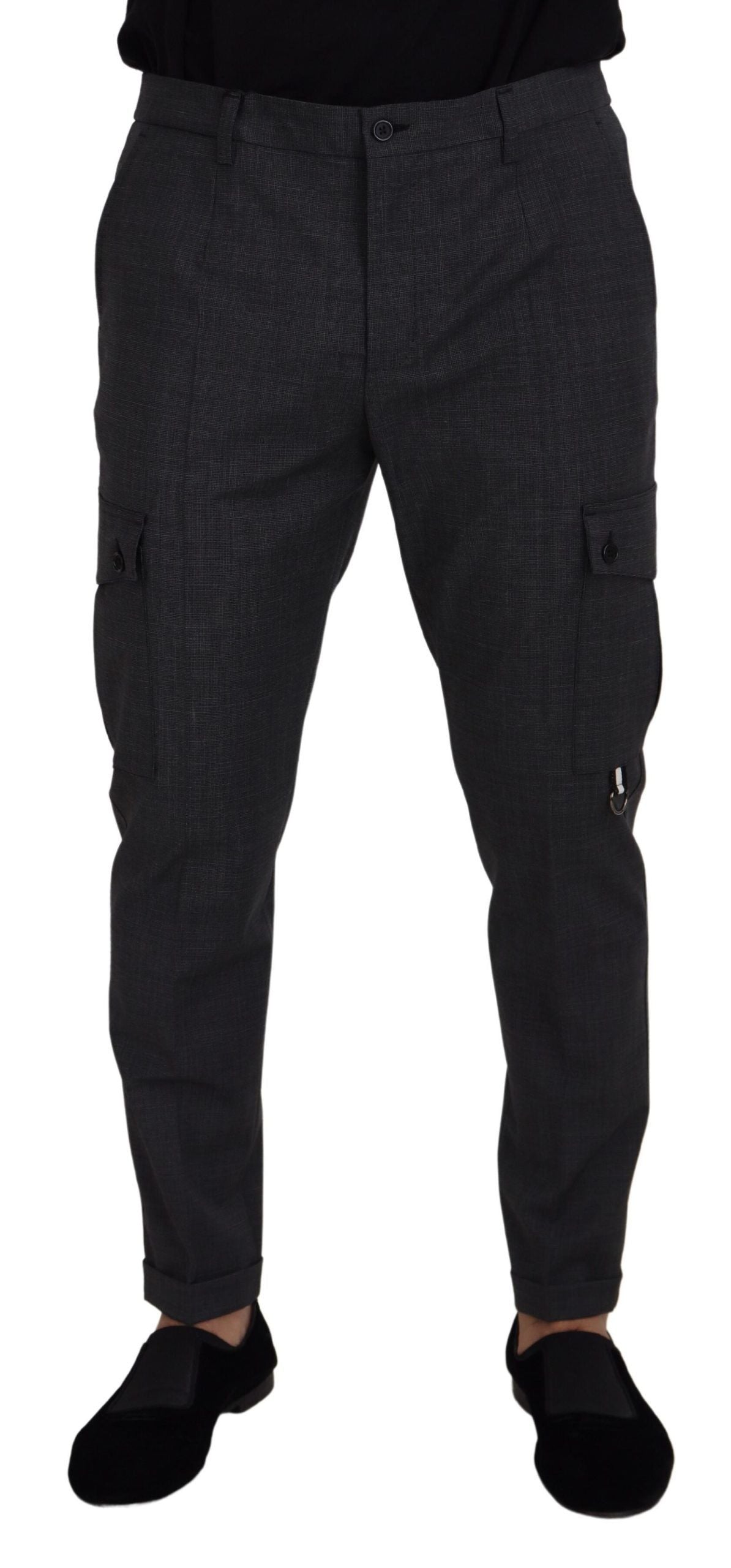 Dolce &amp; Gabbana Pantalon cargo coupe slim à carreaux élégant