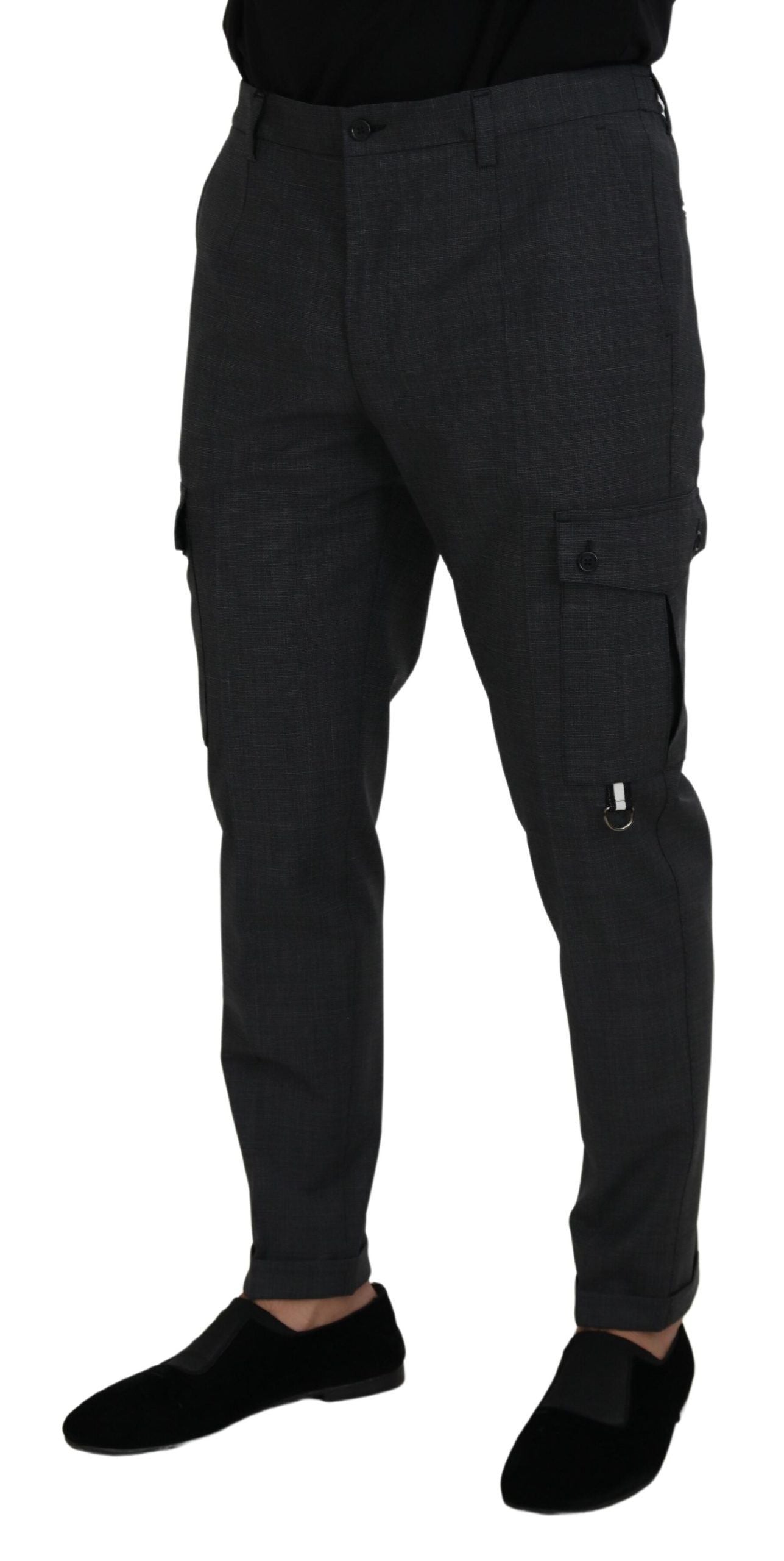 Dolce &amp; Gabbana Pantalon cargo coupe slim à carreaux élégant