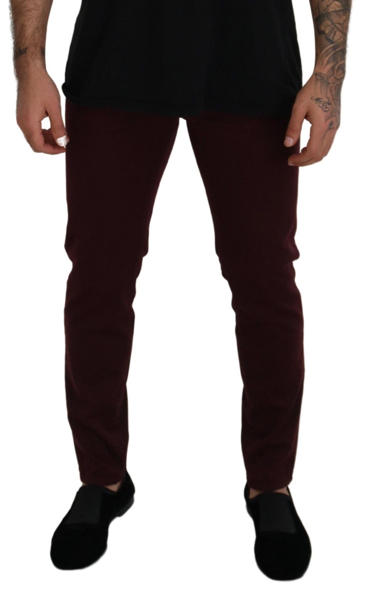 Dolce &amp; Gabbana Slim Fit Bordeaux Jeans - Luxe Italien