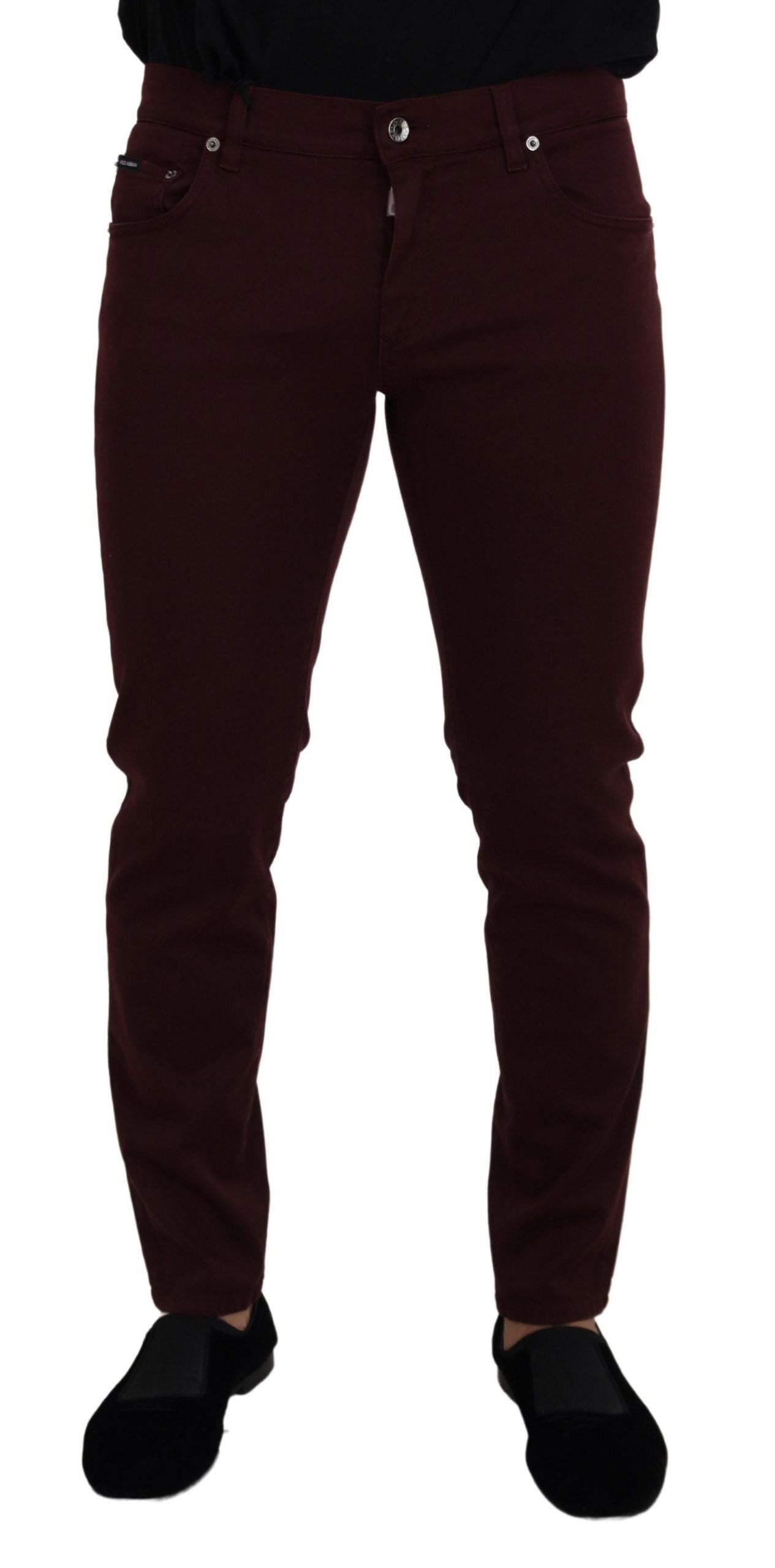 Dolce &amp; Gabbana Slim Fit Bordeaux Jeans - Luxe Italien