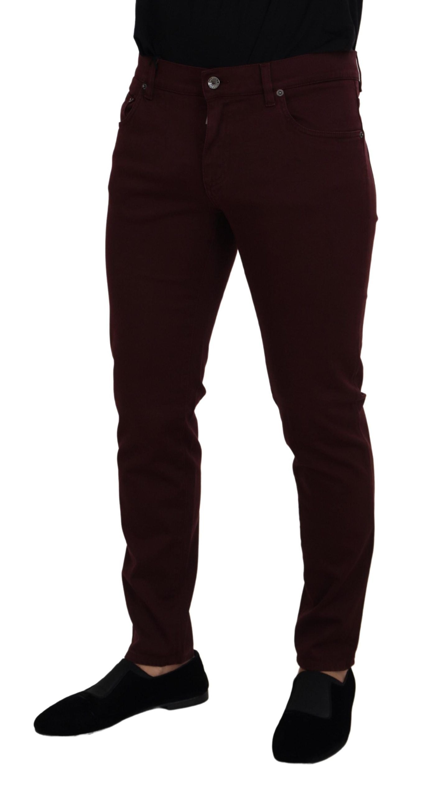 Dolce &amp; Gabbana Slim Fit Bordeaux Jeans - Luxe Italien