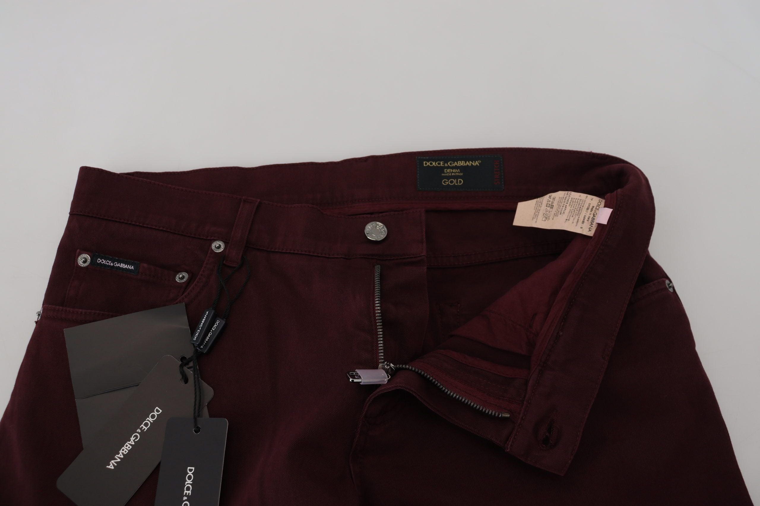 Dolce &amp; Gabbana Slim Fit Bordeaux Jeans - Luxe Italien