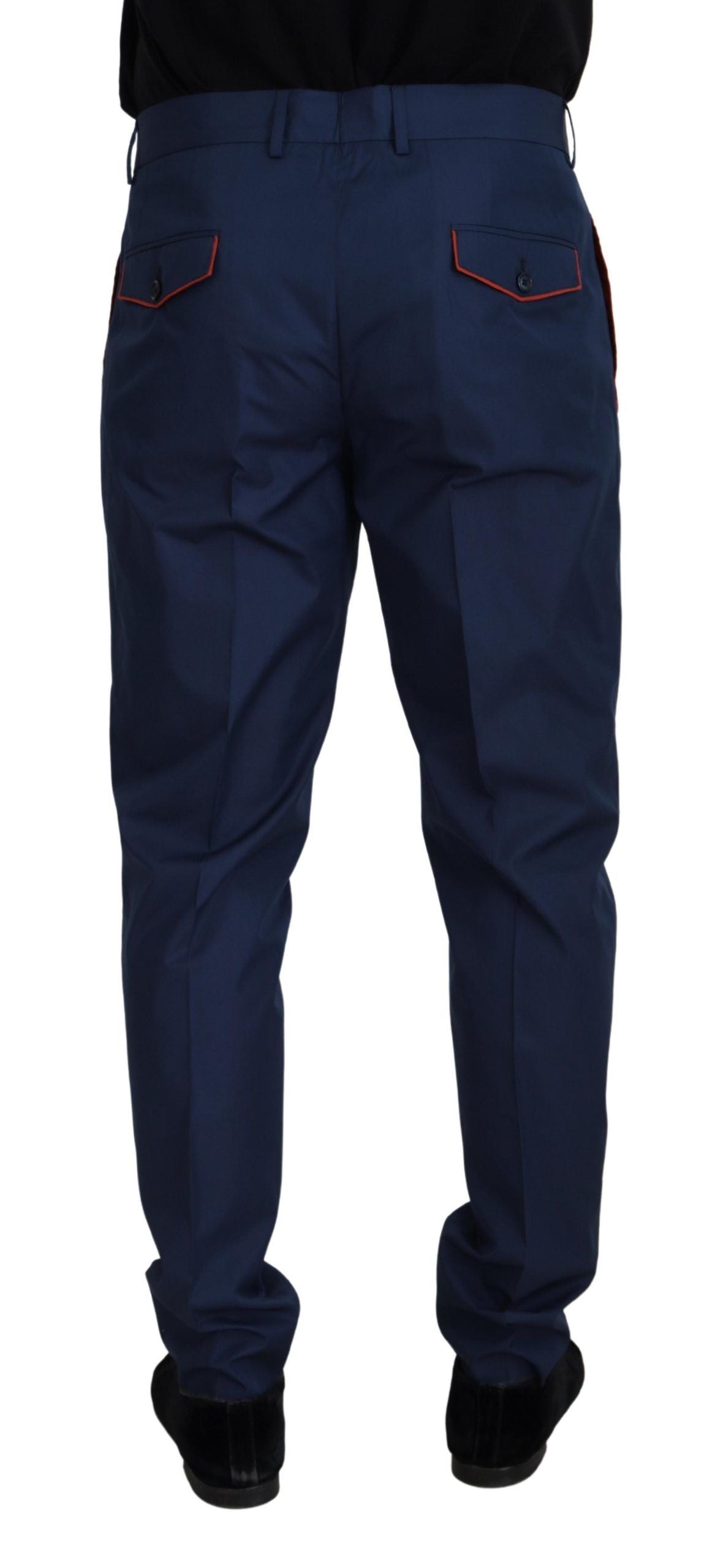 Dolce &amp; Gabbana Chino Slim Fit élégant en soie mélangée bleue