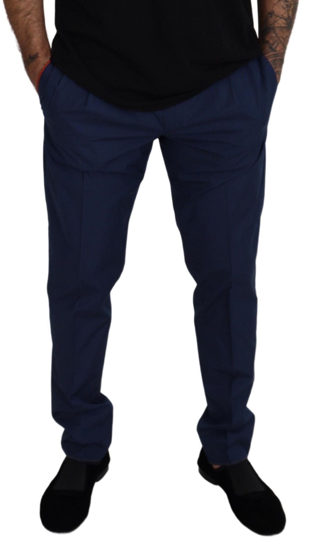 Dolce &amp; Gabbana Chino Slim Fit élégant en soie mélangée bleue