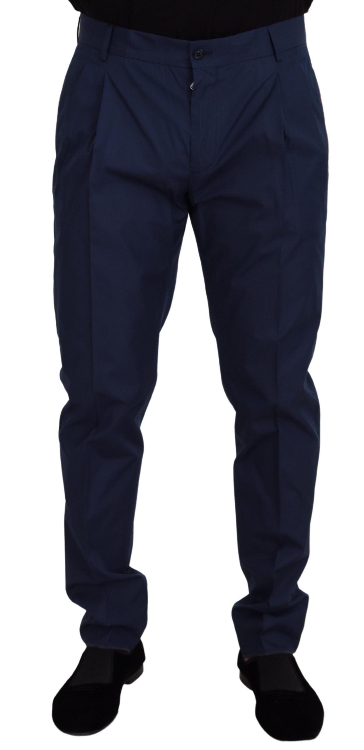 Dolce & Gabbana Elegant Slim Fit Chinos in Blue Silk Blend