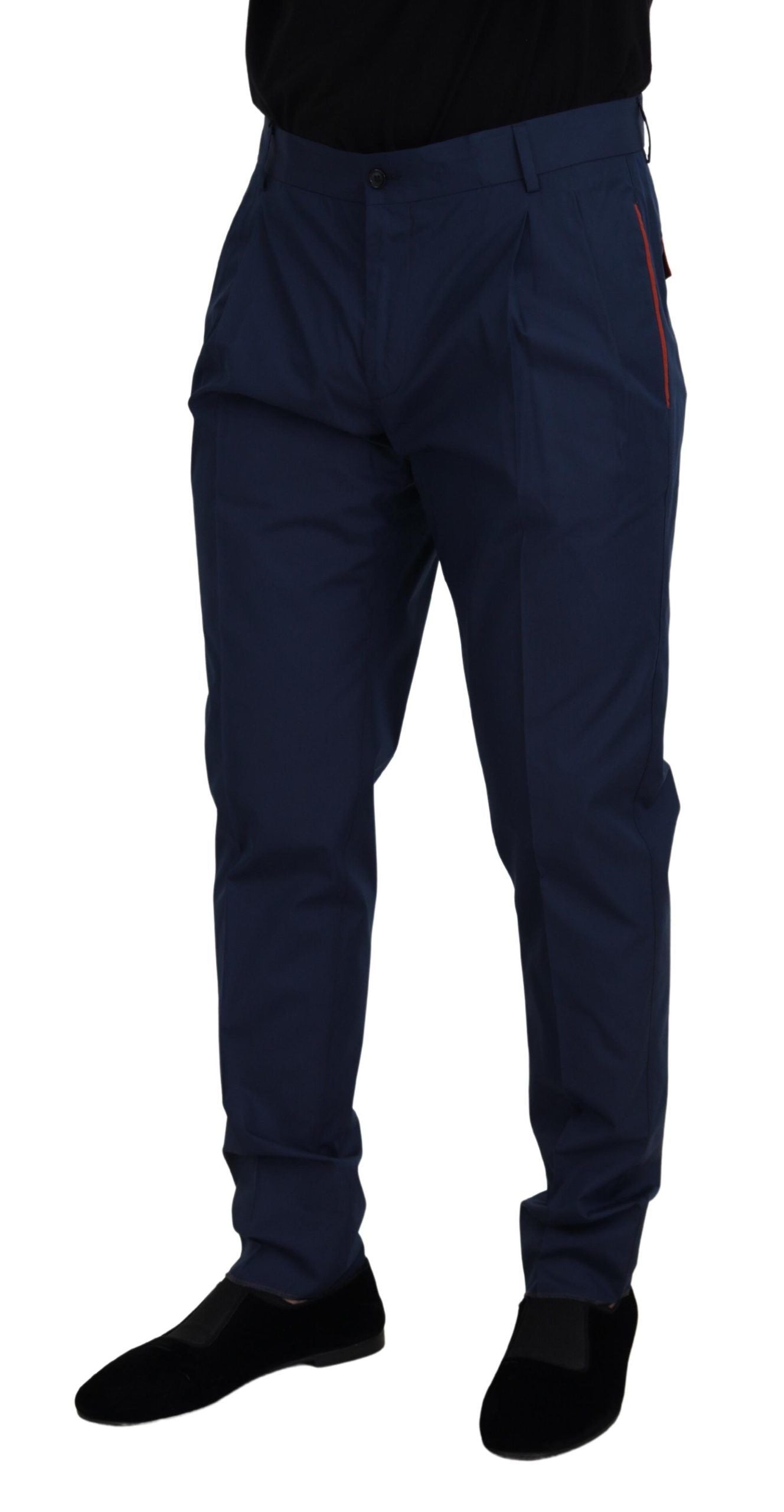 Dolce &amp; Gabbana Chino Slim Fit élégant en soie mélangée bleue