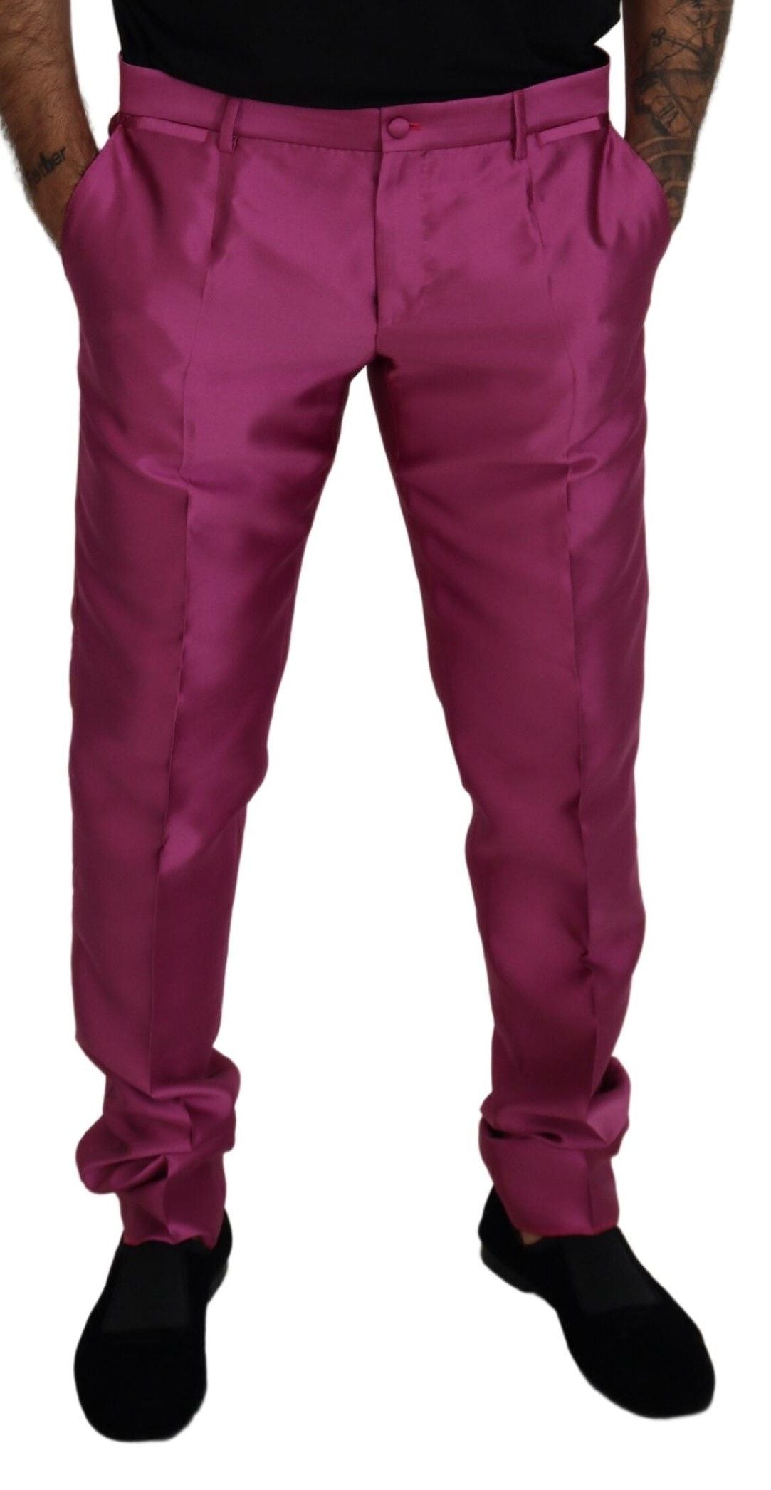 Dolce &amp; Gabbana Pantalon habillé élégant coupe slim en rose