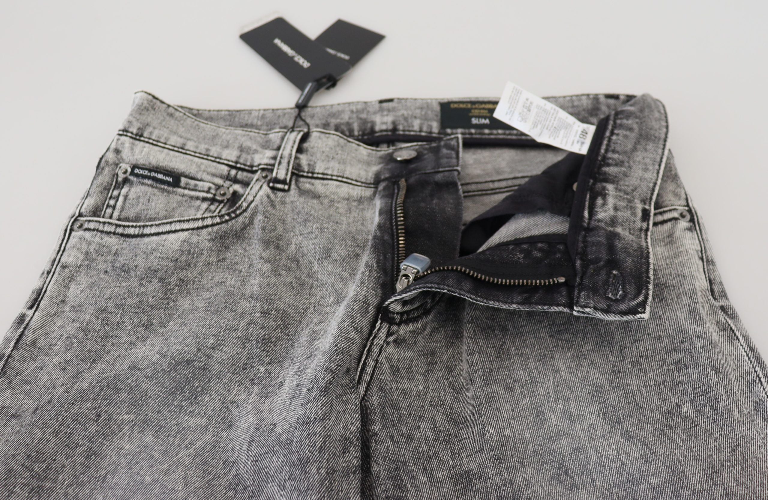 Dolce &amp; Gabbana Chic Denim gris coupe slim