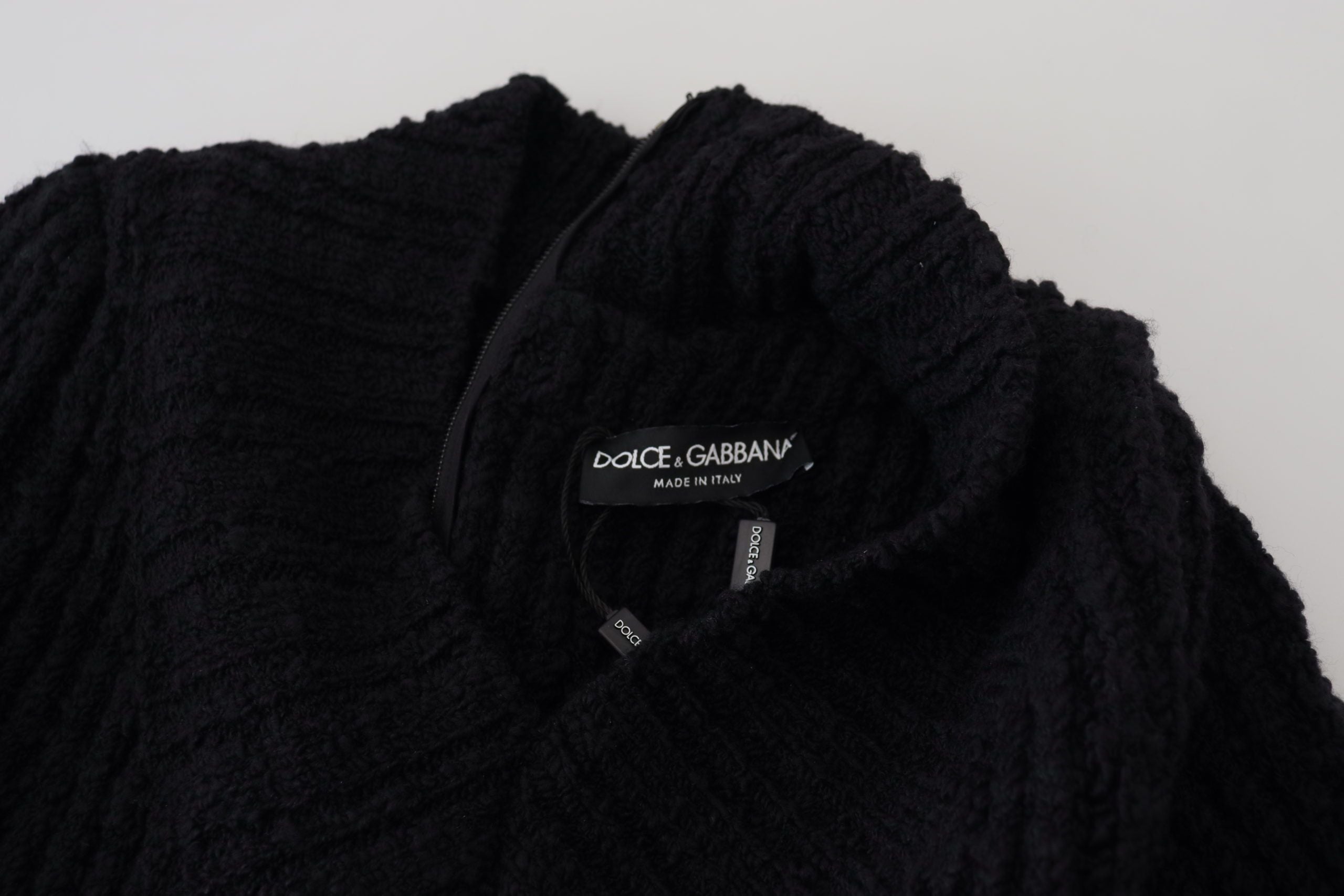 Dolce &amp; Gabbana Robe pull élégante en laine mélangée noire