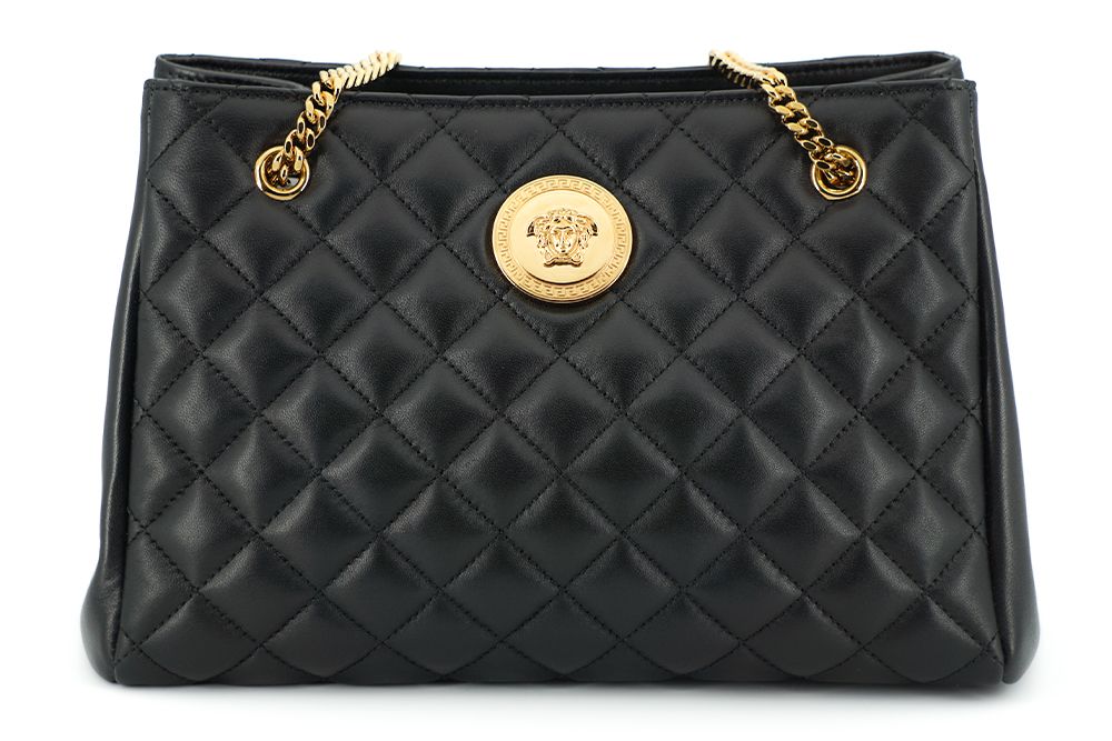 Versace élégant sac fourre-tout en cuir nappa matelassé