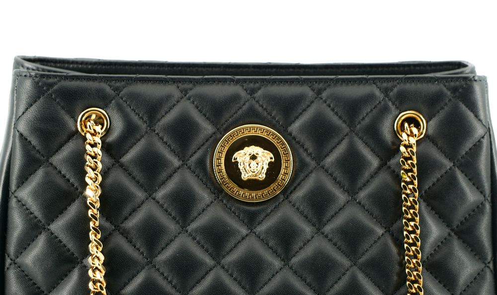 Versace élégant sac fourre-tout en cuir nappa matelassé