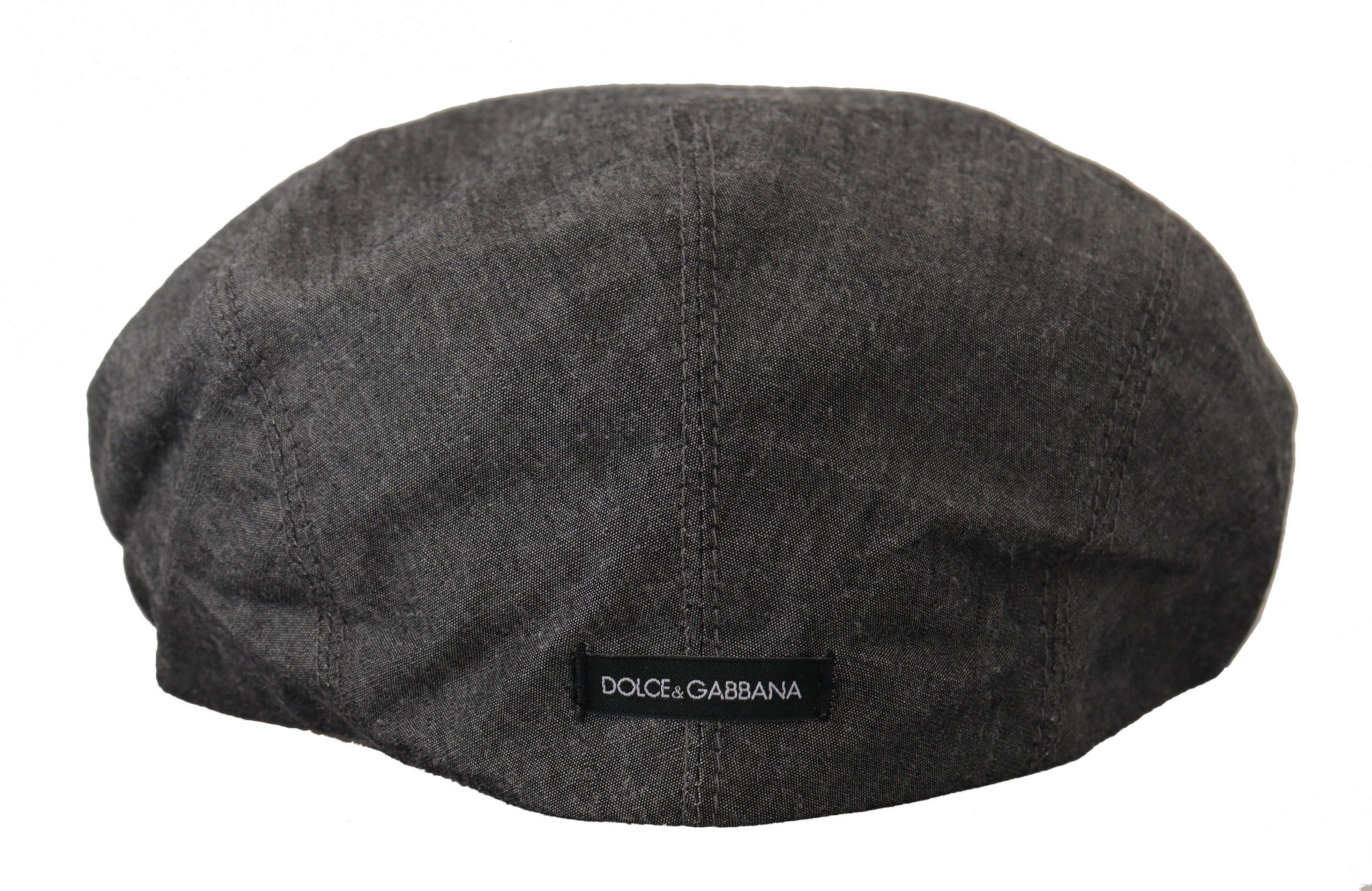 Dolce & Gabbana Chapeau gris Newsboy pour hommes Capello en coton mélangé