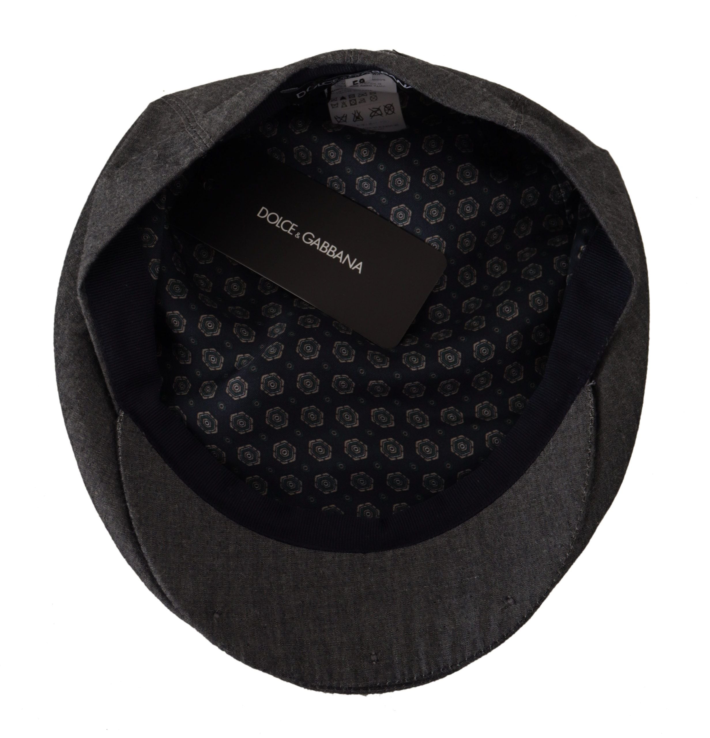 Dolce & Gabbana Chapeau gris Newsboy pour hommes Capello en coton mélangé