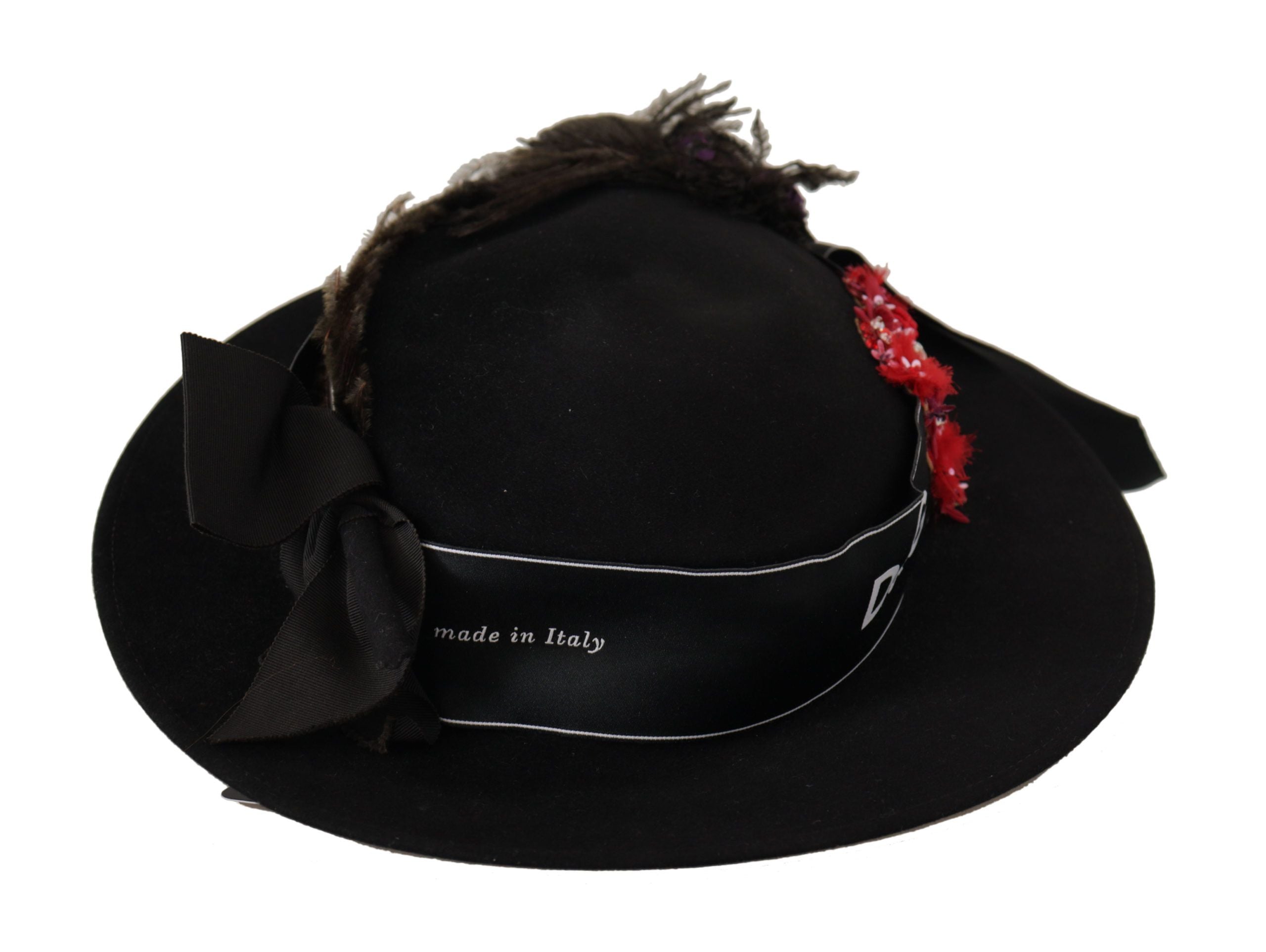 Dolce &amp; Gabbana Chapeau noir élégant à large bord