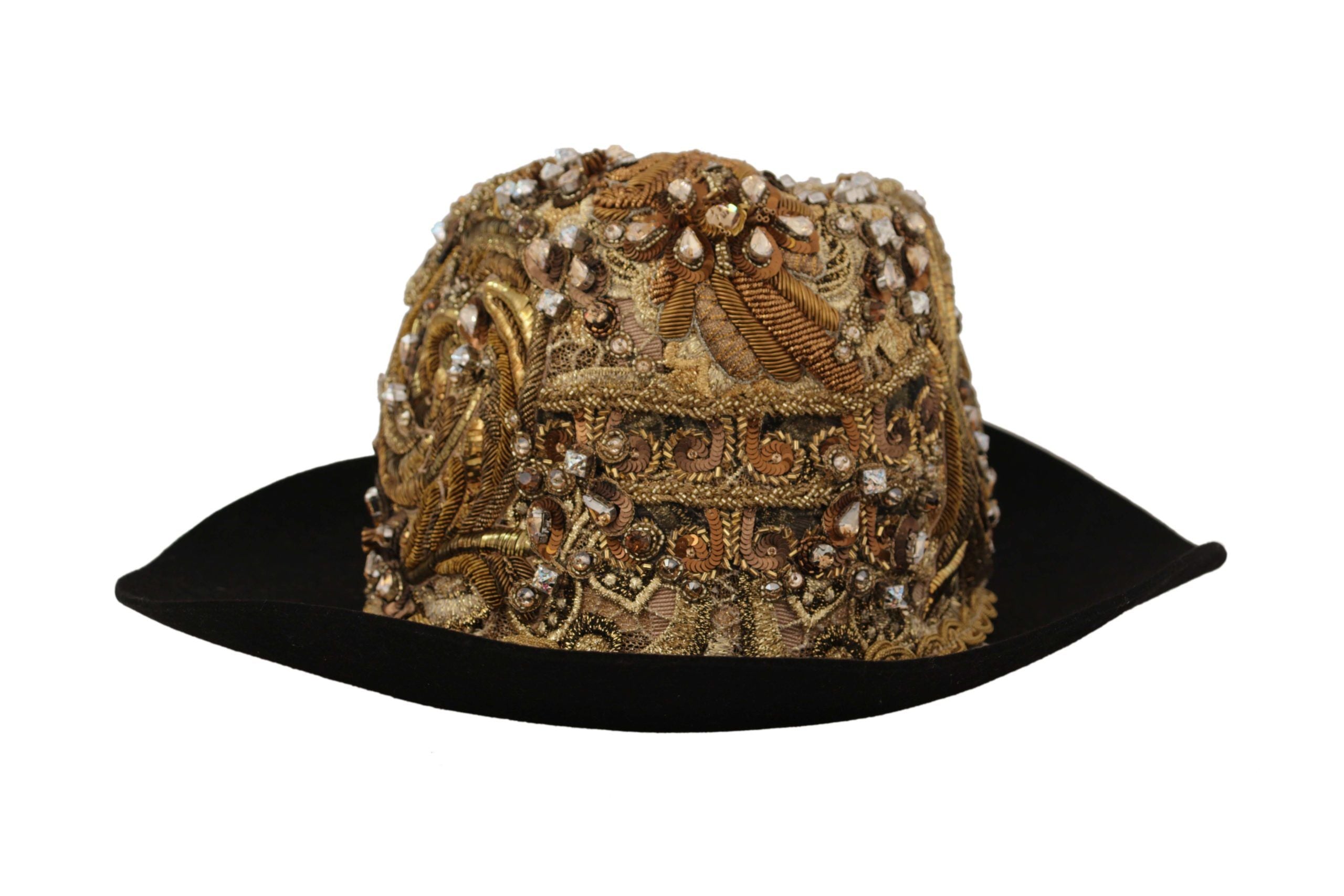 Dolce &amp; Gabbana Élégant Fedora clouté en or noir