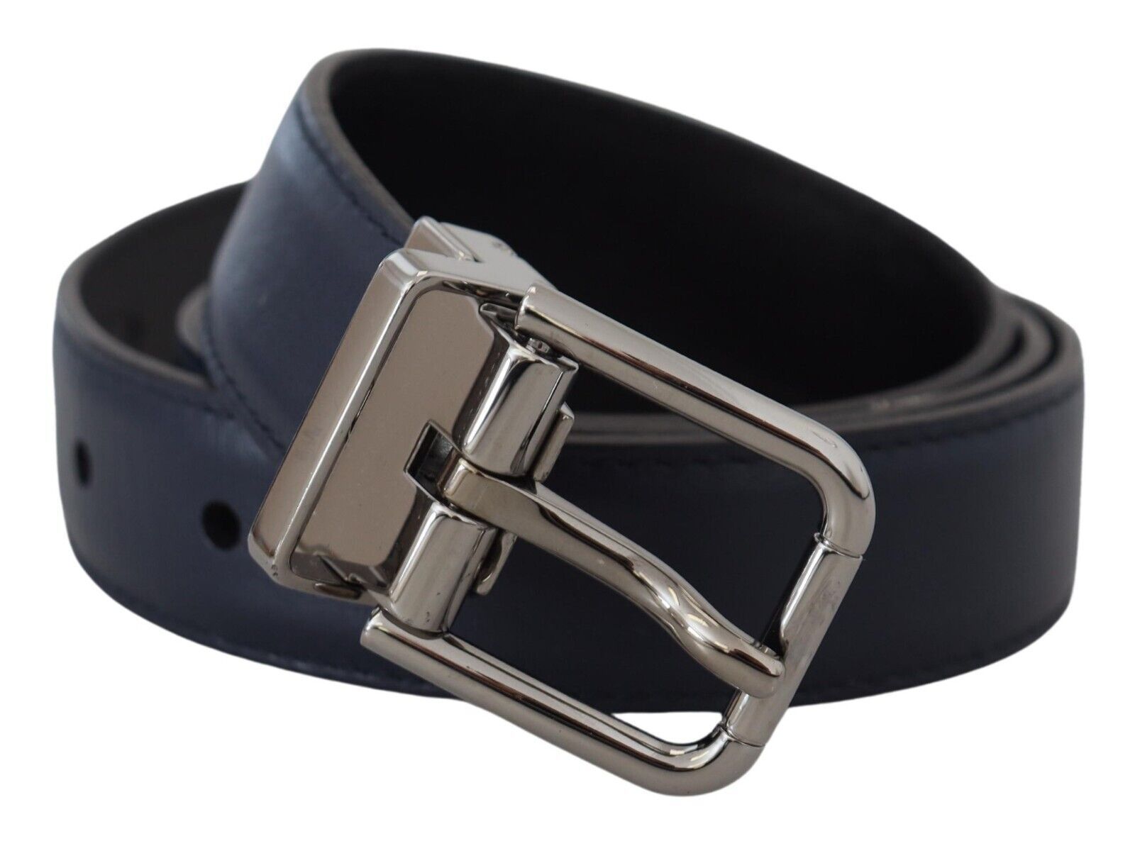 Dolce &amp; Gabbana Ceinture élégante en cuir de veau bleu