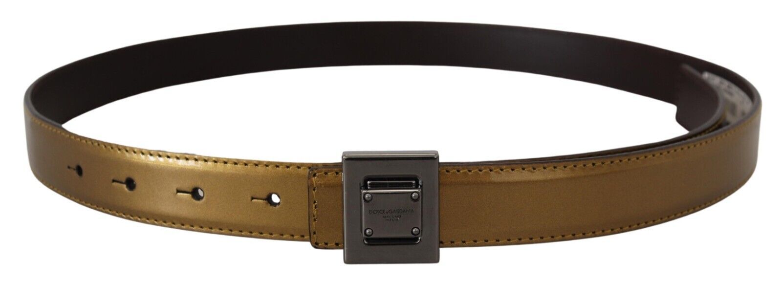 Dolce &amp; Gabbana Ceinture en cuir à boucle carrée dorée