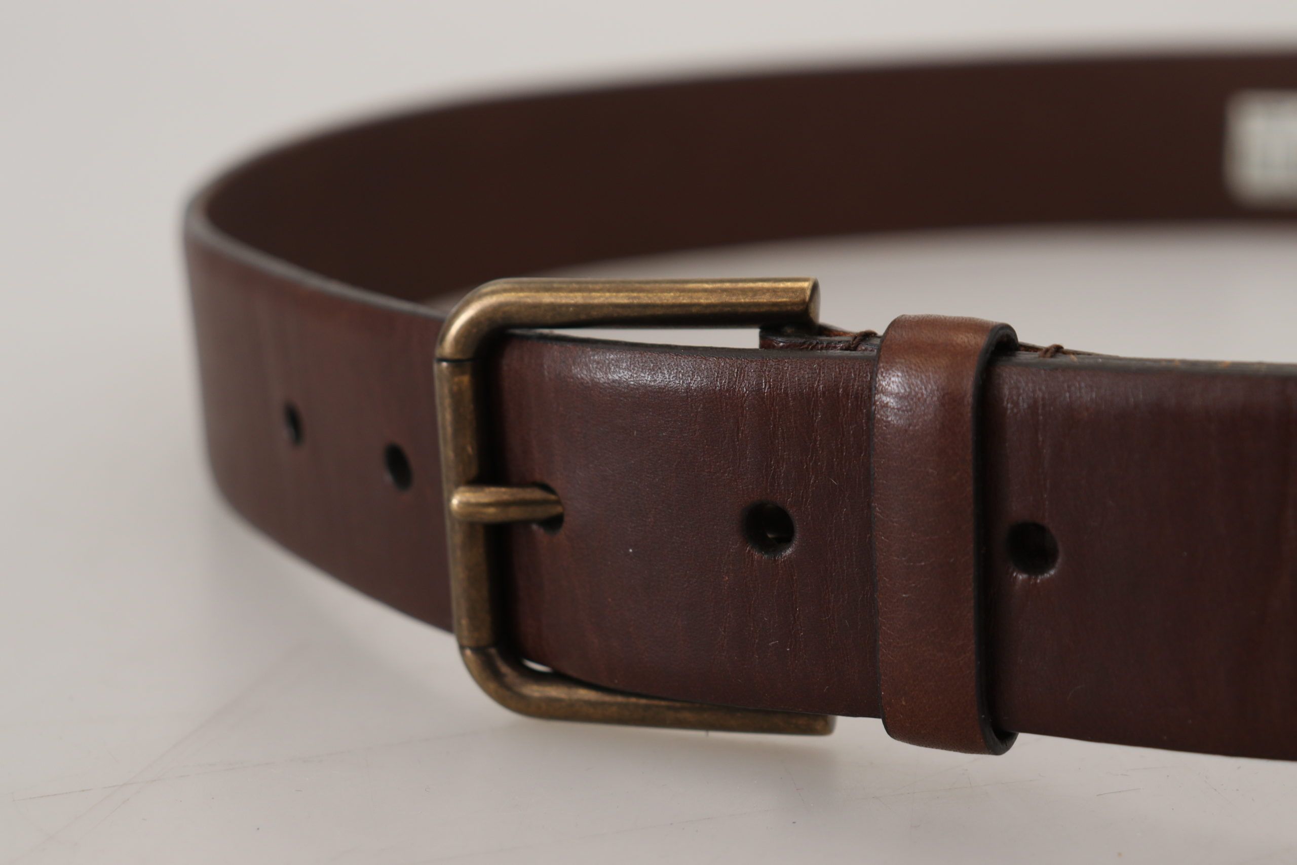 Dolce &amp; Gabbana Ceinture élégante en cuir marron avec boucle en métal